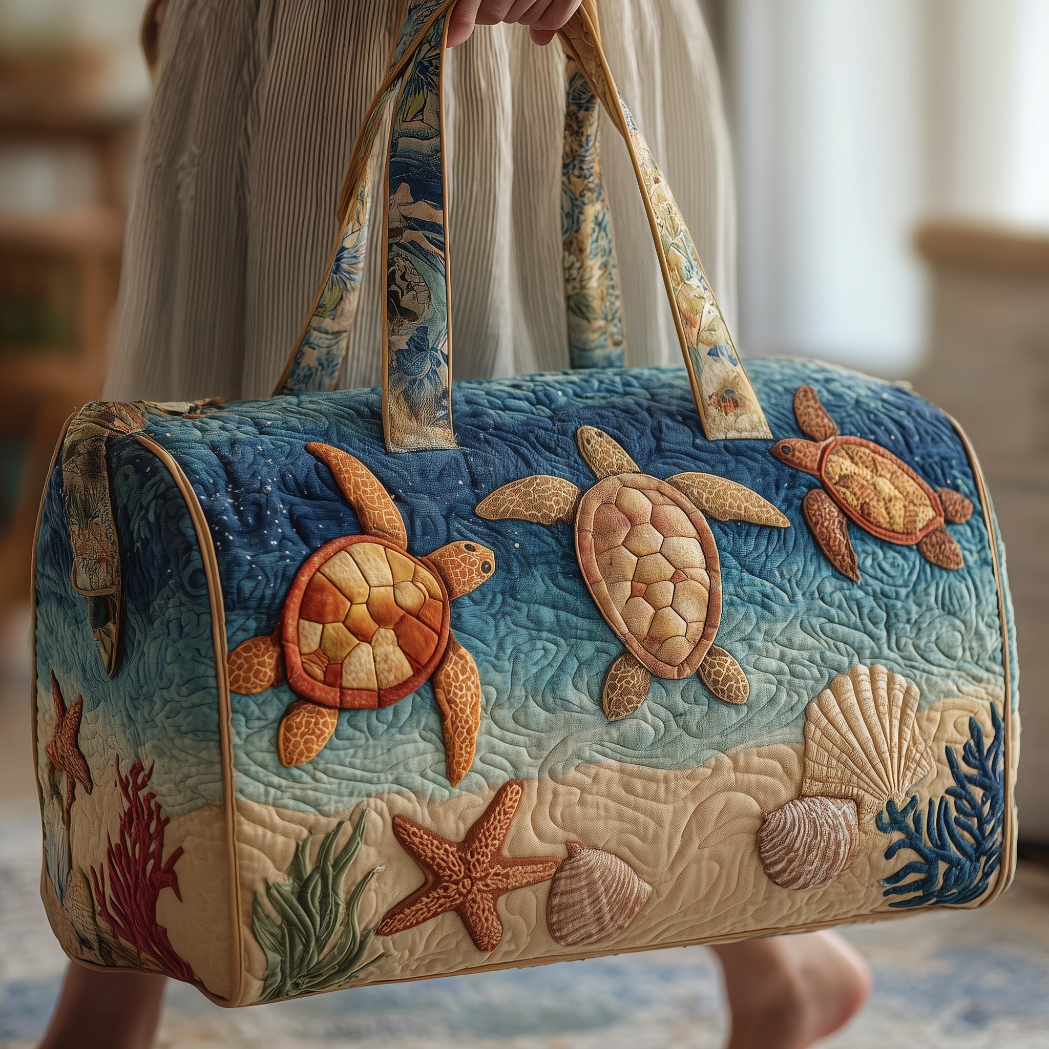 Turtle Quilted Duffle Bag Gift For Family