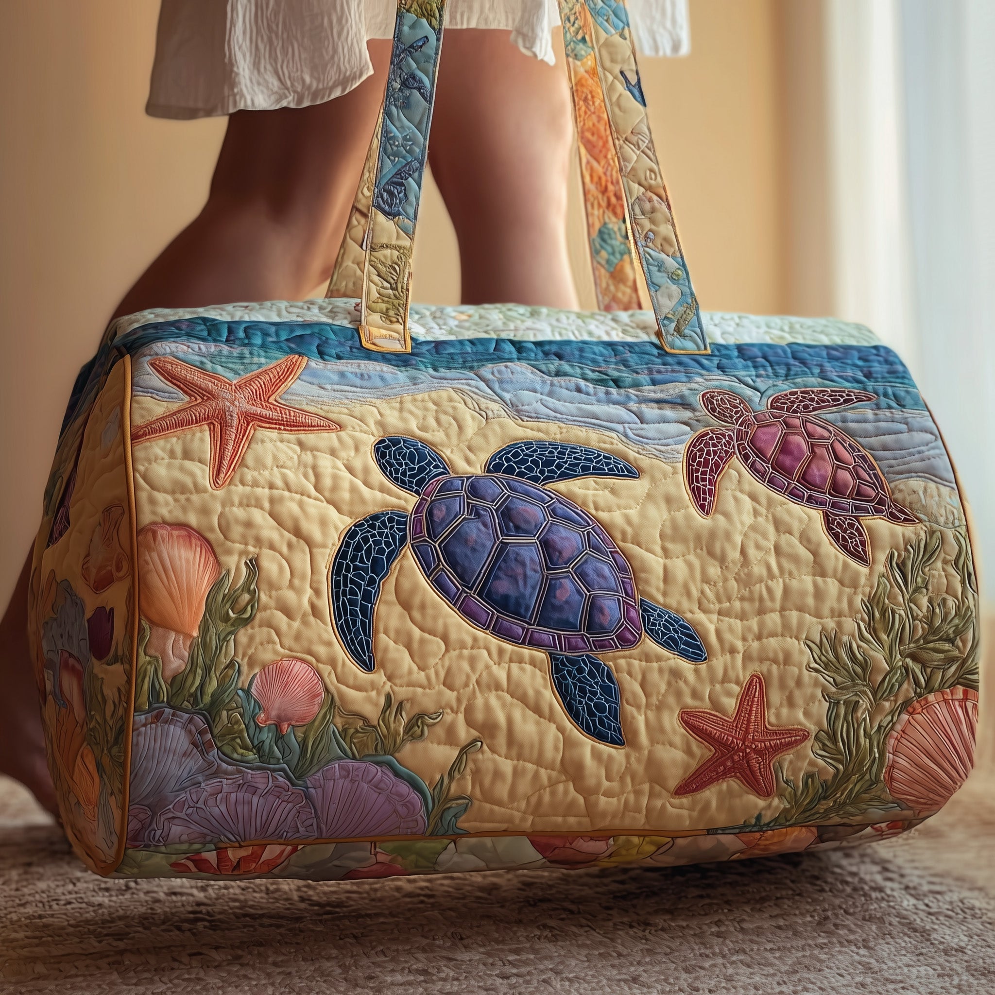 Turtle Quilted Duffle Bag Gift For Kids