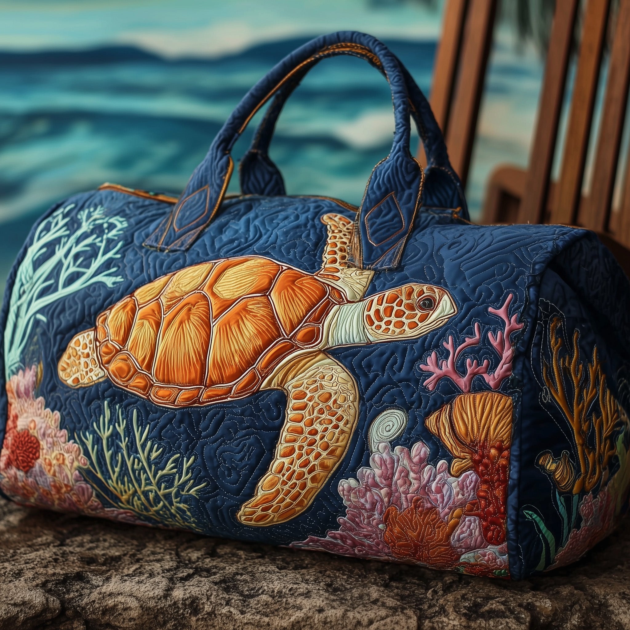 Turtle Quilted Duffle Bag Travel Friendly Design