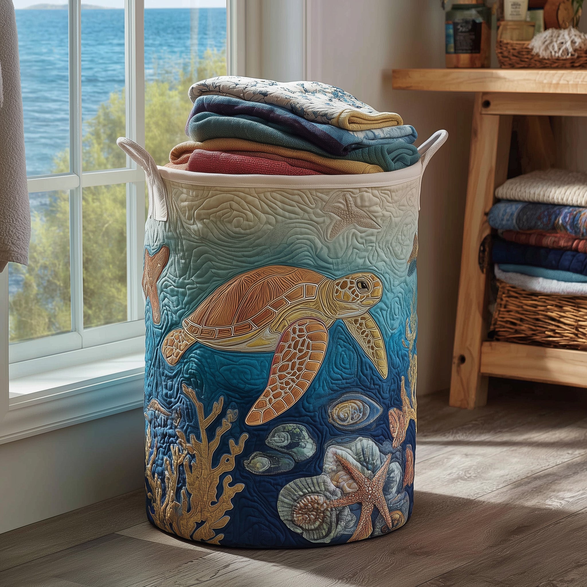 Turtle Quilted Laundry Basket Adorable Gifts For Turtle Enthusiasts