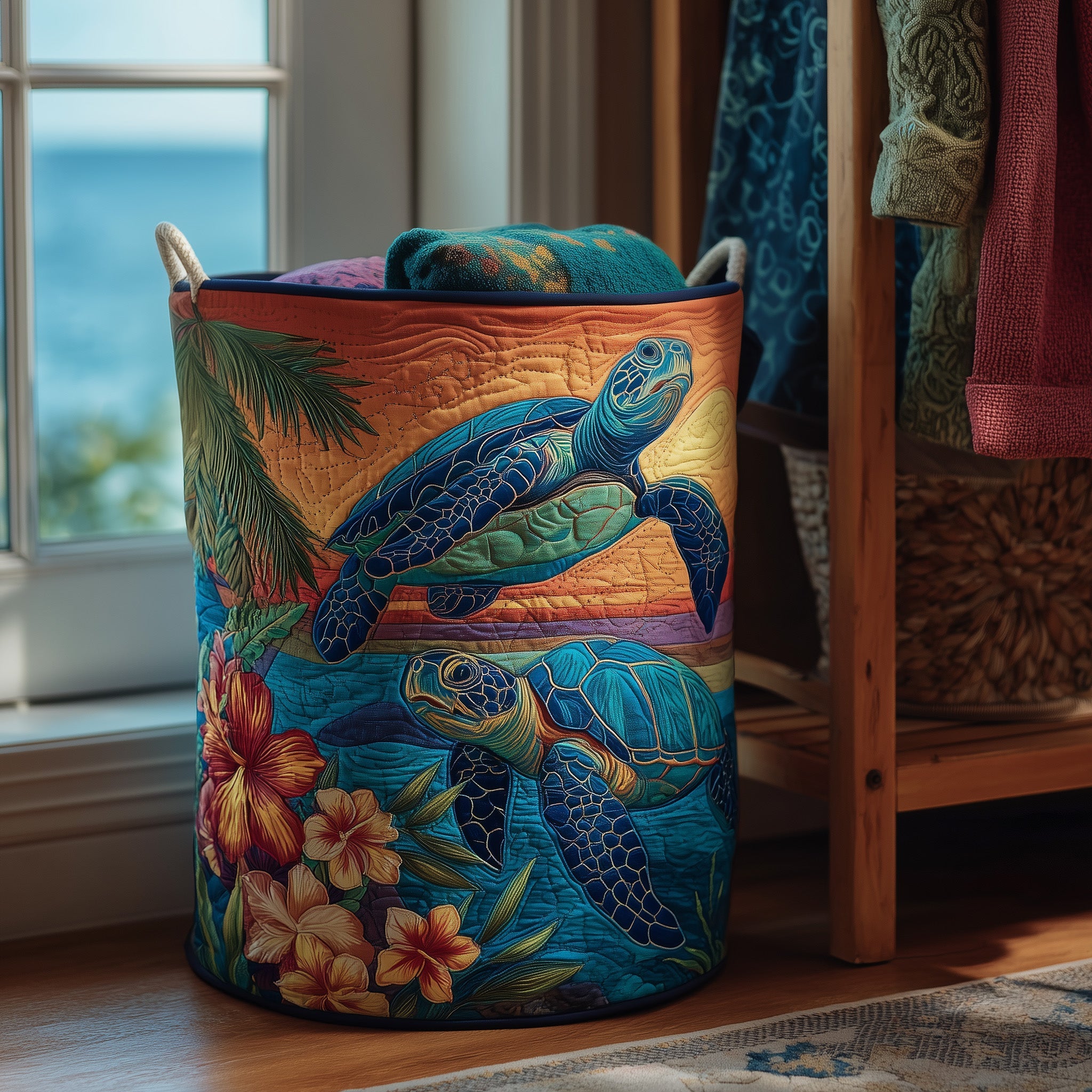 Turtle Quilted Laundry Basket Best Gift For Him