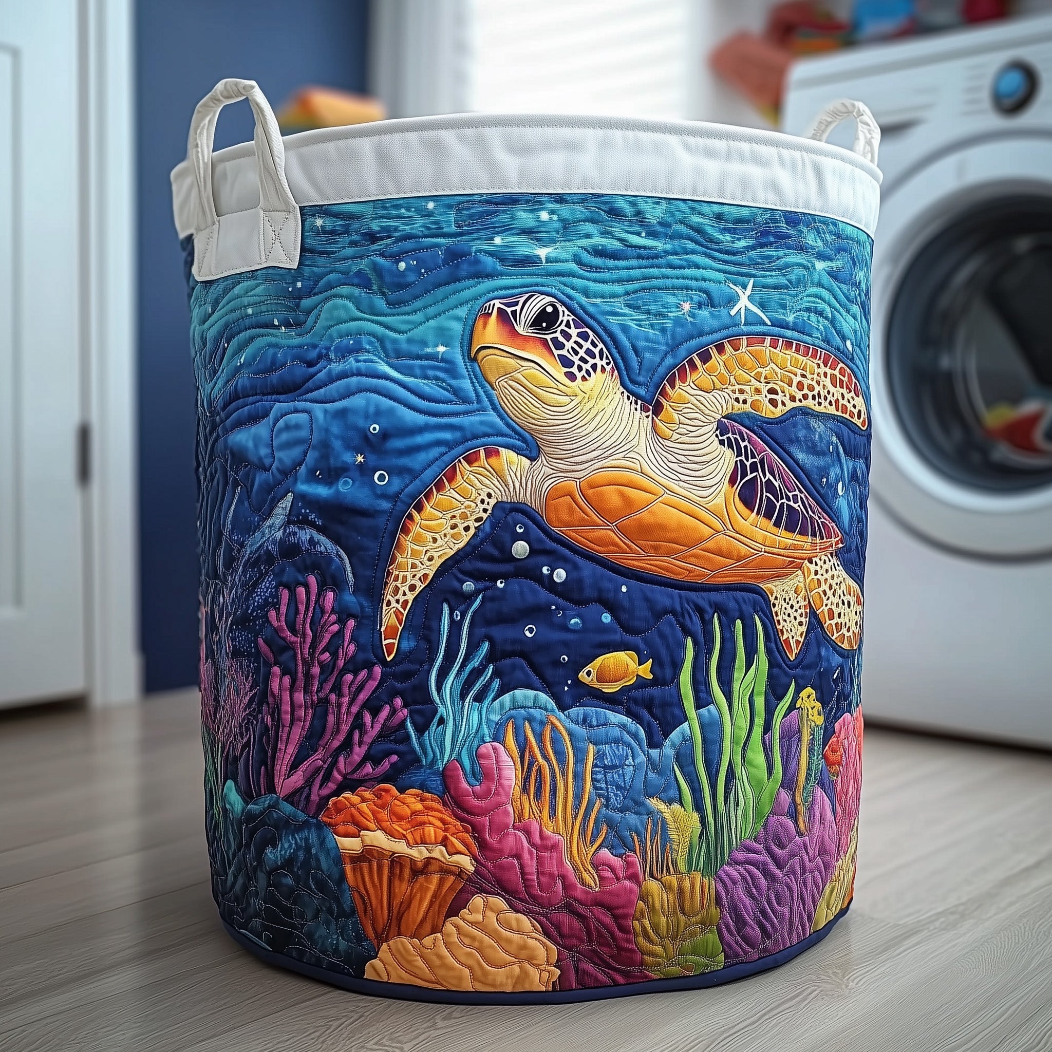 Turtle Quilted Laundry Basket Easter Merch Gift