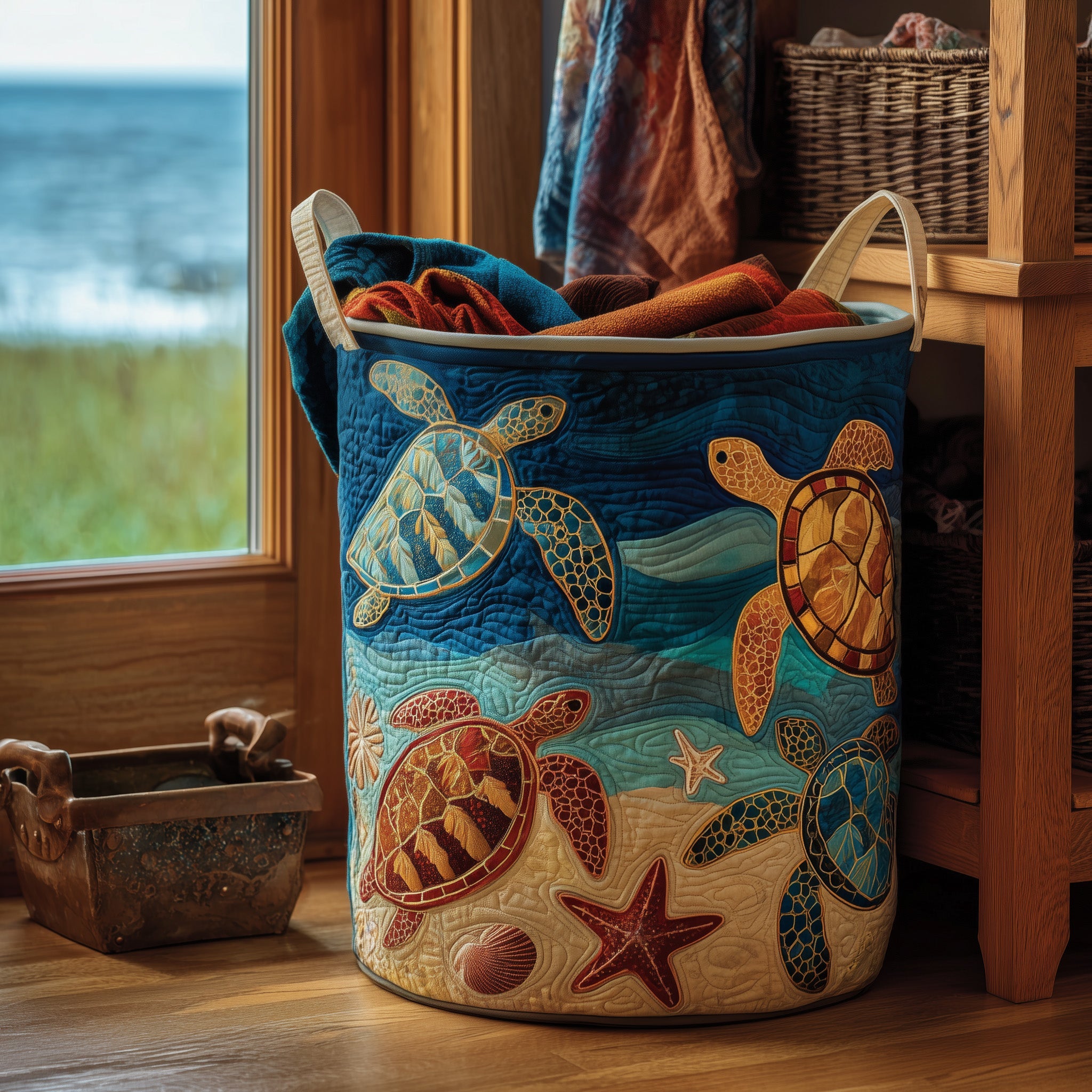 Turtle Quilted Laundry Basket Great Stocking Stuffer