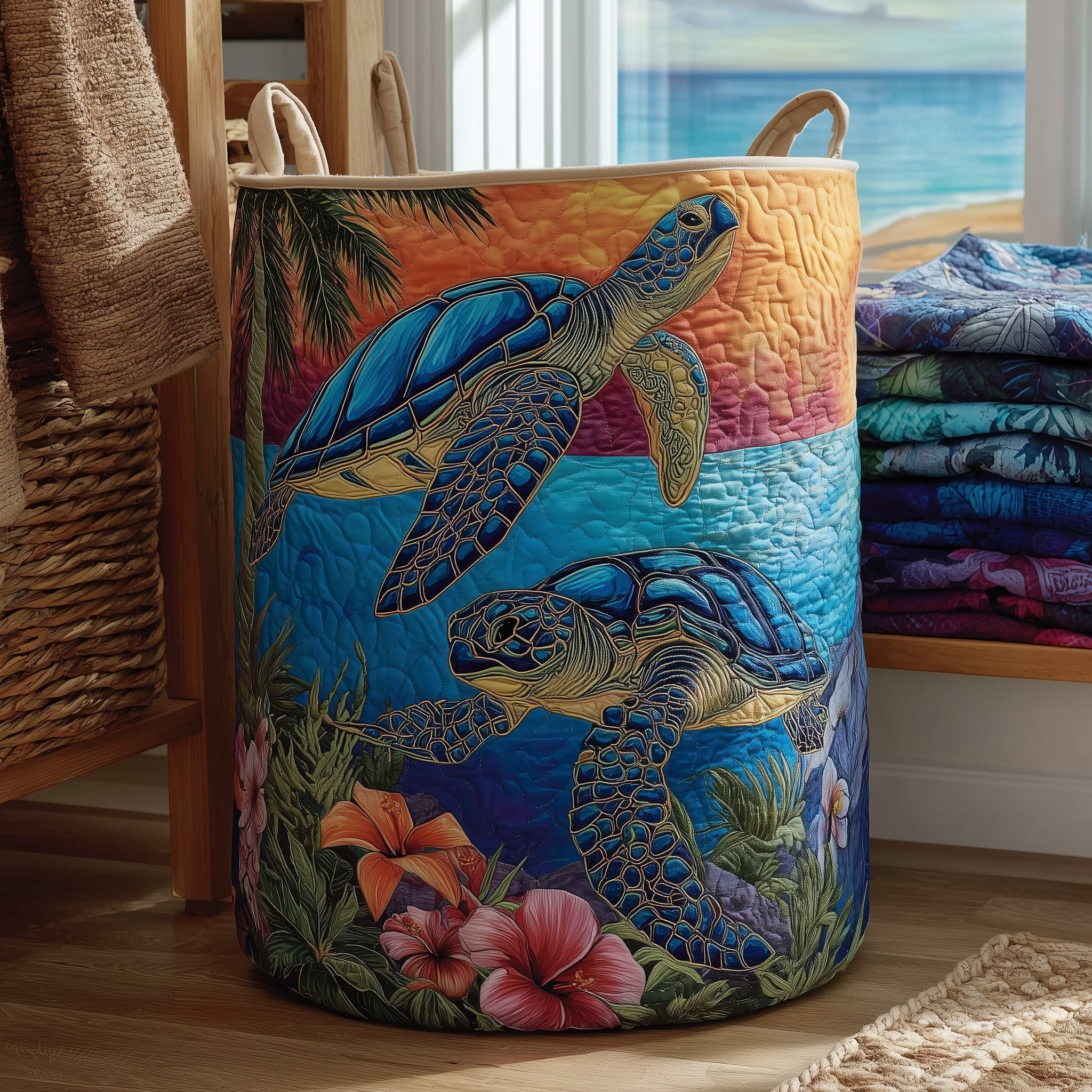 Turtle Quilted Laundry Basket Ideal Present For Newlyweds