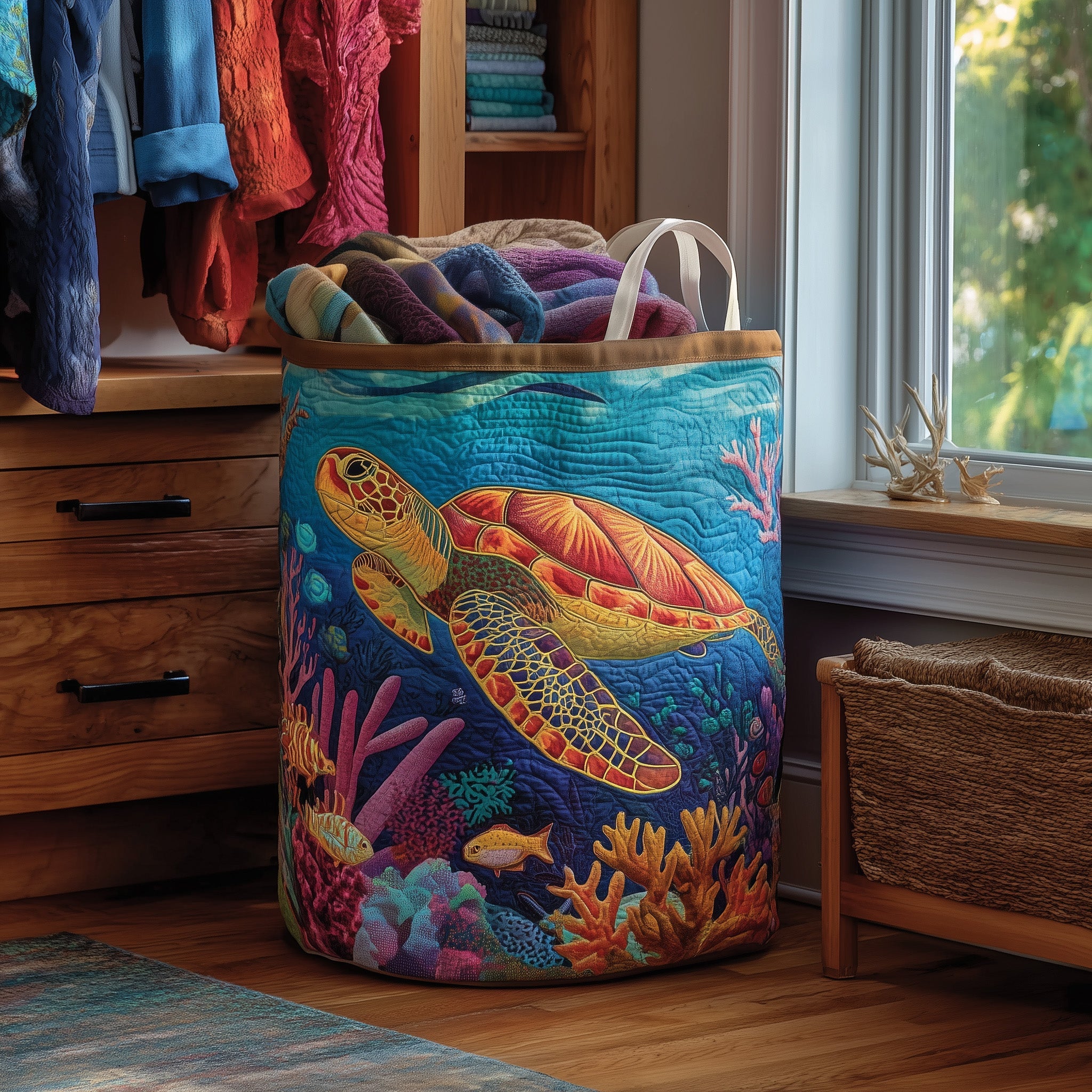 Turtle Quilted Laundry Basket Perfect Birthday Gift Idea