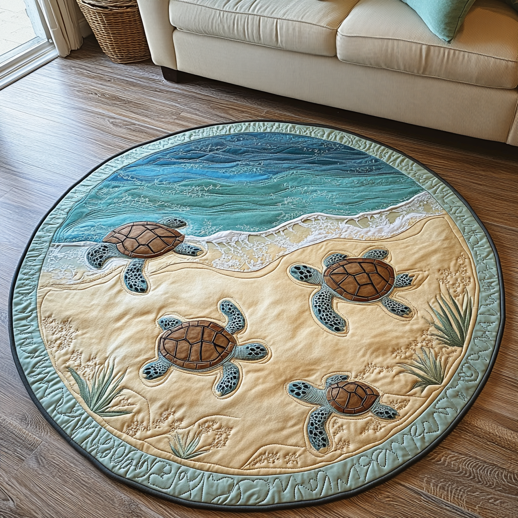 Turtle Quilted Round Mat Front Door Entryway Ideas Christmas Gifts For People Who Loves Sea Turtle
