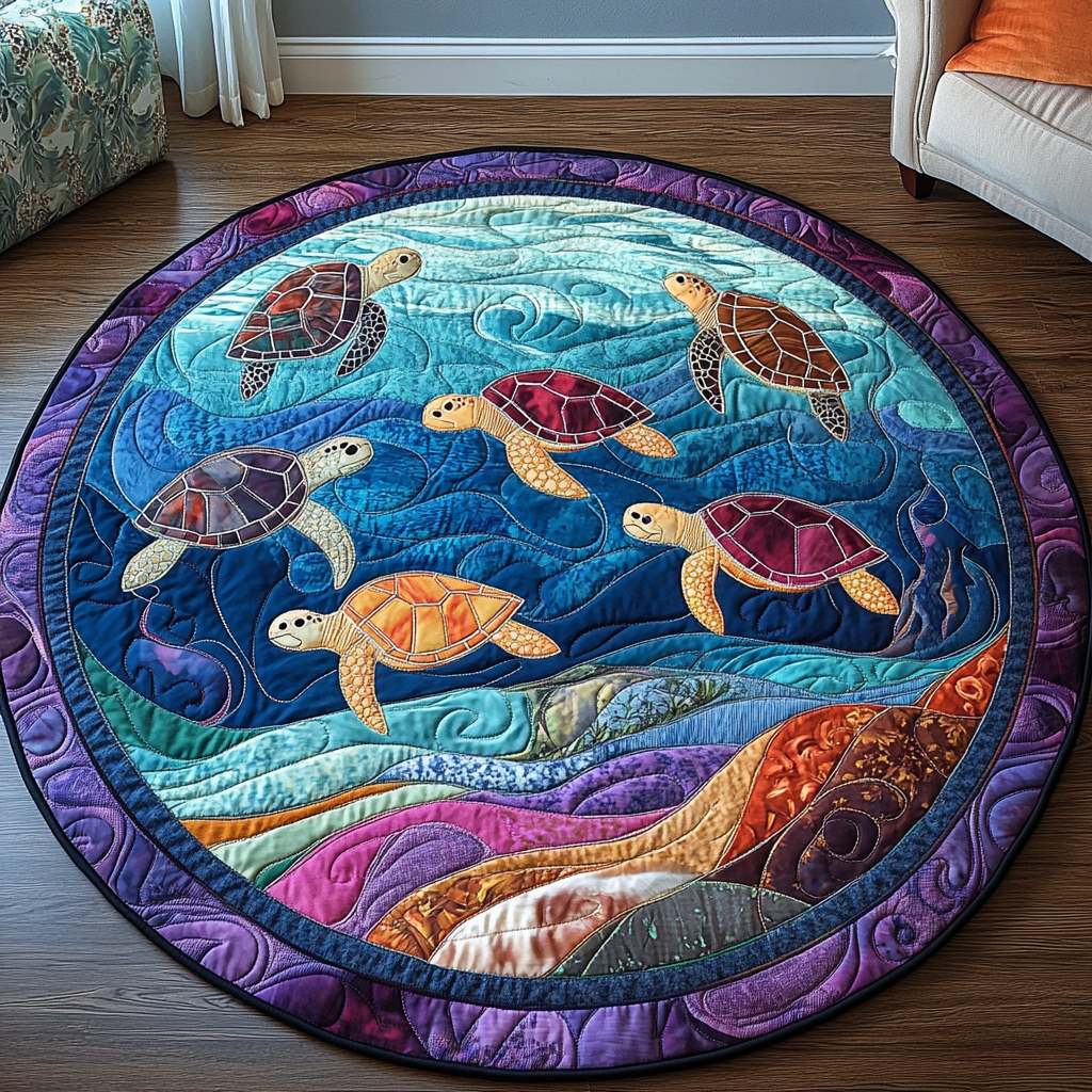 Turtle Quilted Round Mat Front Door Idea Turtle Gifts For Grandparents
