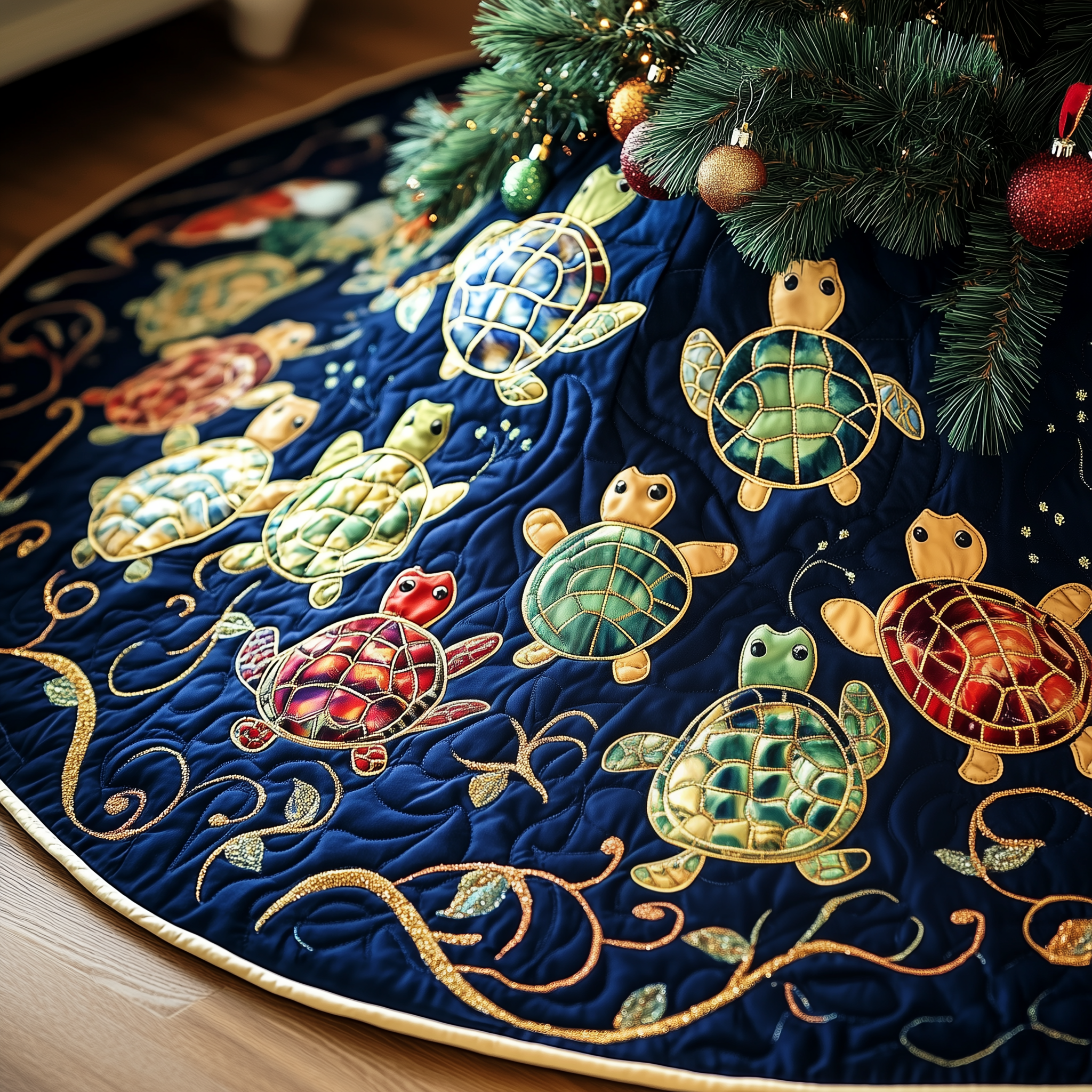 Turtle Quilted Tree Skirt Skirt For A Christmas Tree Best Christmas Gifts For A Grandma