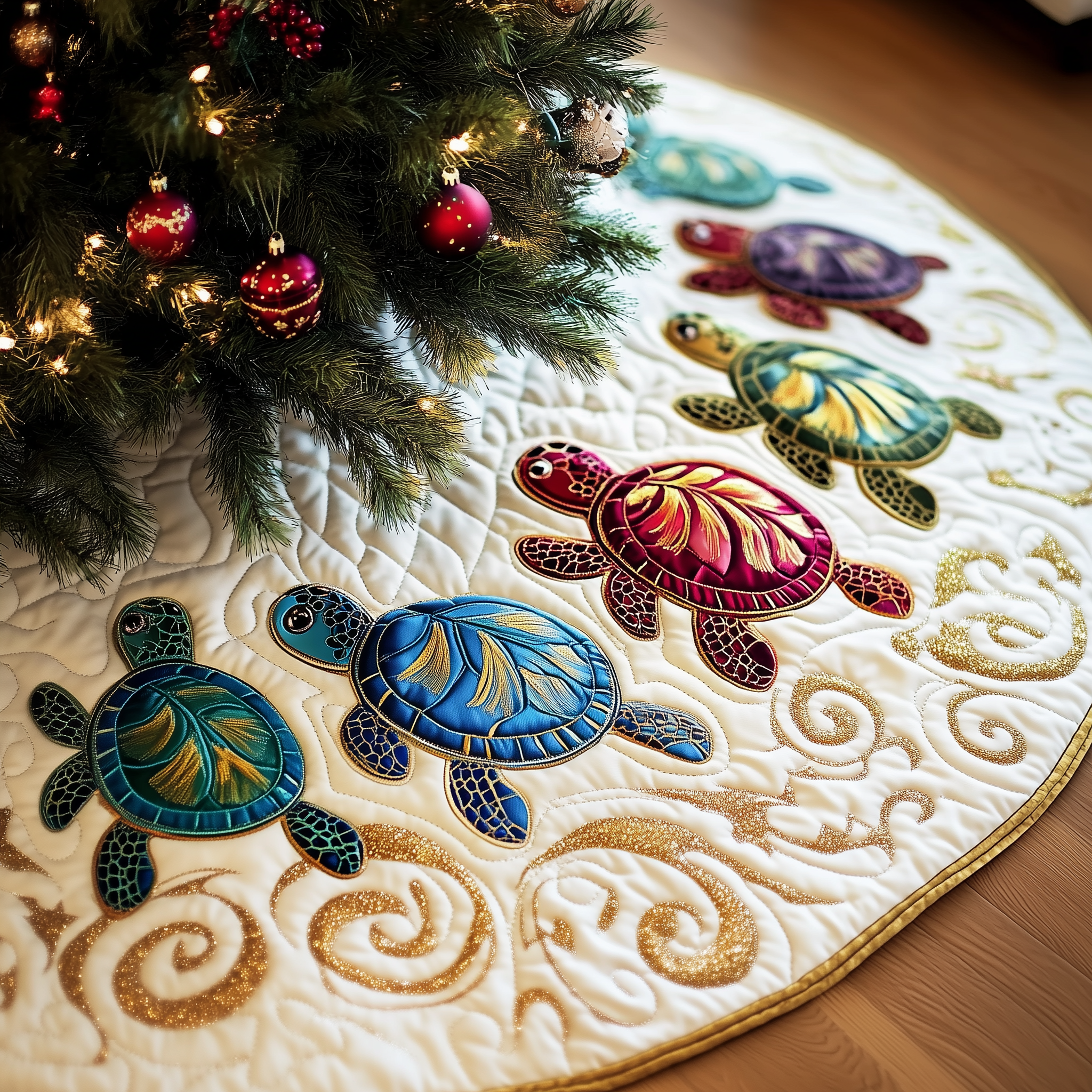 Turtle Quilted Tree Skirt Thoughtful Gift Merch For Dad
