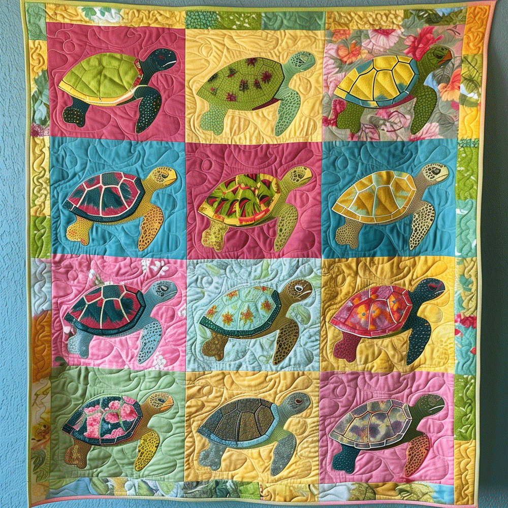 Turtle Reef Quilted Blanket Presents For Turtle Lovers