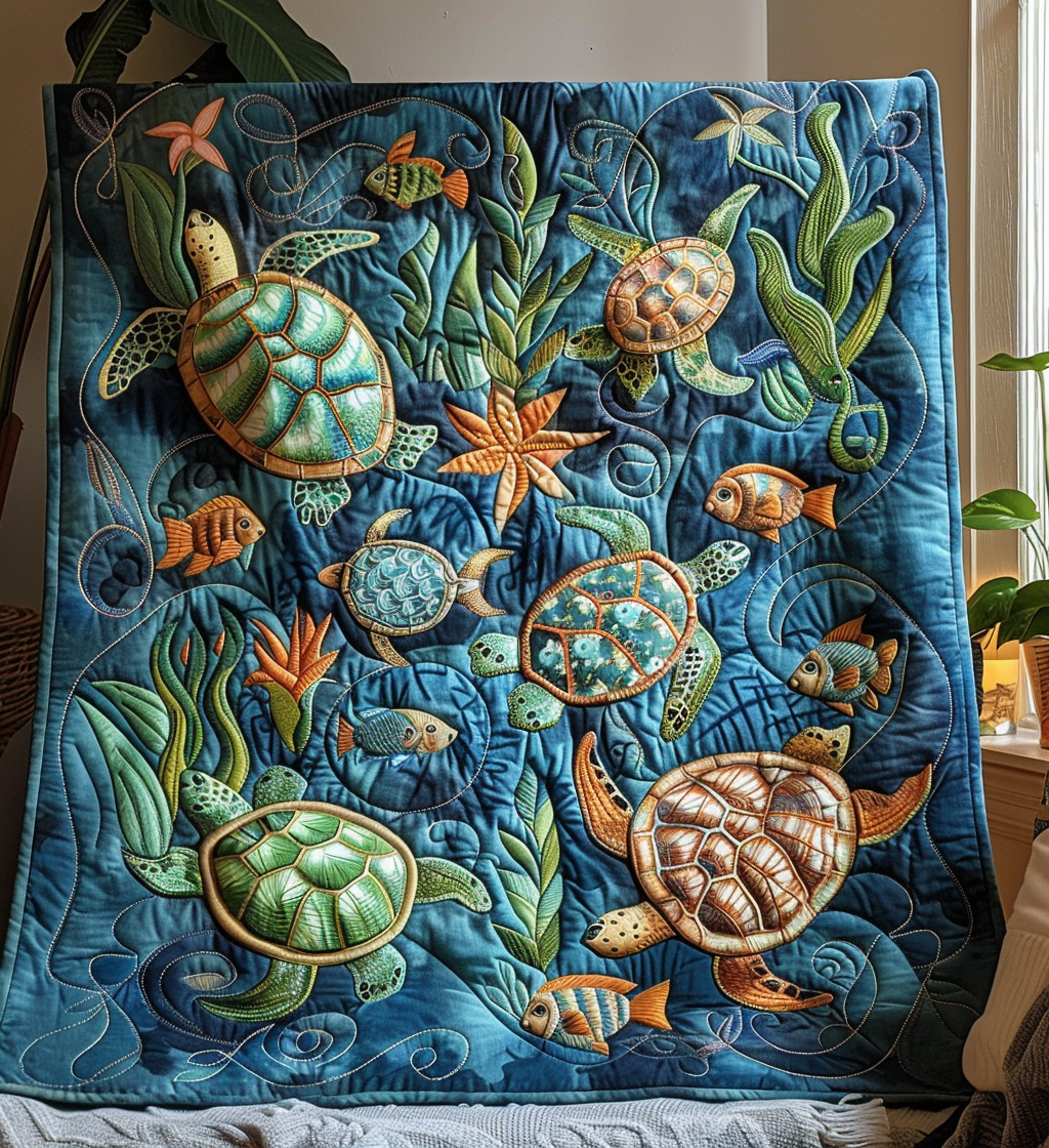 Turtle Sanctuary Quilted Blanket Turtle Gifts For Adults