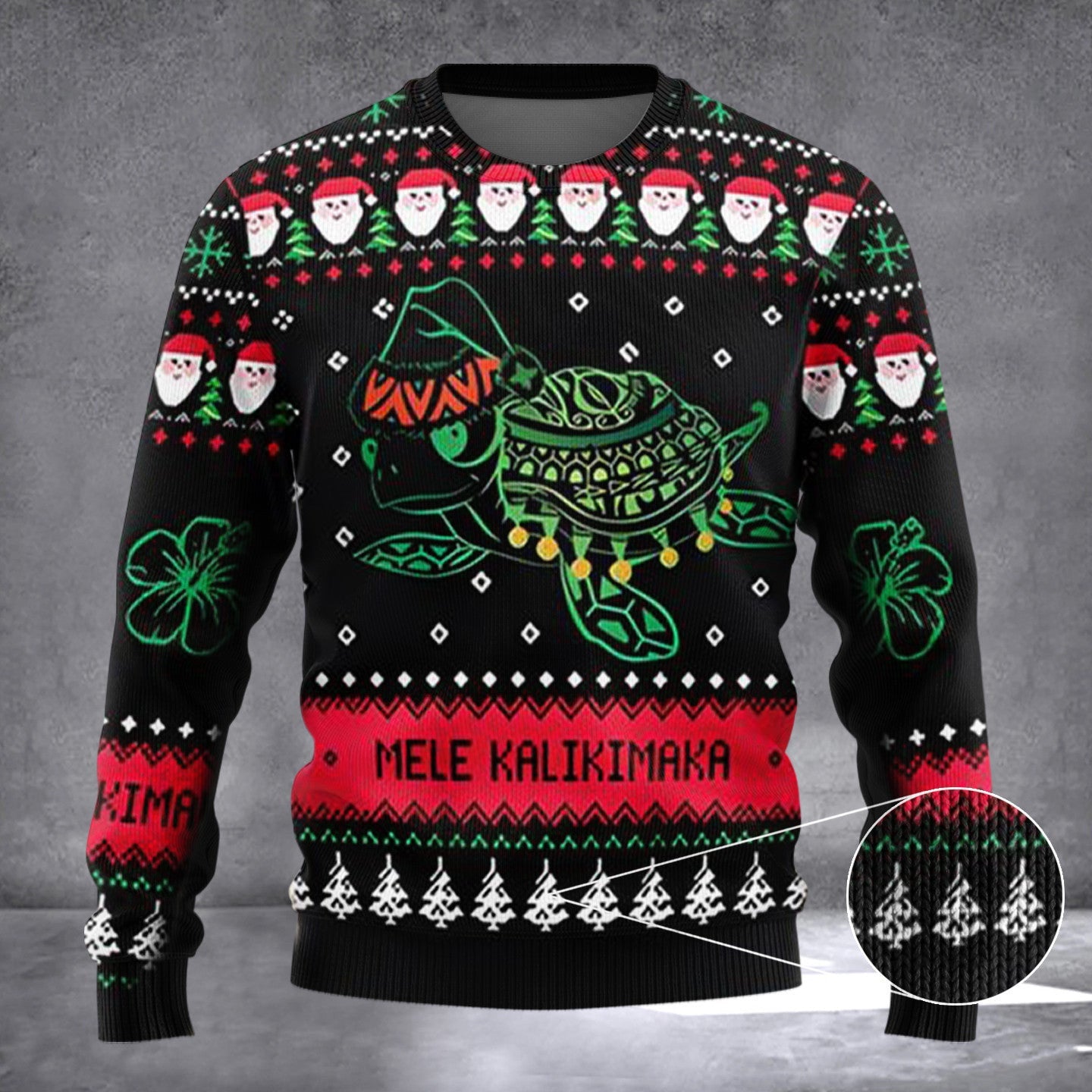 Turtle Santa Hat Ho Ho Ho Ugly Christmas Sweater Mele Kalikimaka Xmas Sweater 2024
