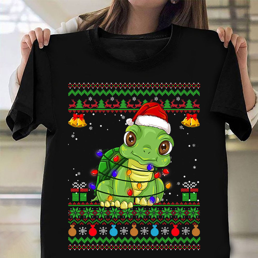 Turtle Santa Tree Lights Ugly Christmas Sweater T-Shirt Cute Turtle Xmas Shirts For Family Turtle Santa Tree Lights Ugly Christmas Sweater T-Shirt Cute Turtle Xmas Shirts For Family