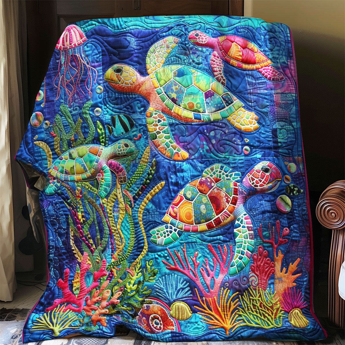 Turtle Sea Quilt Blanket Christmas Throws Sea Turtle Gifts For Mom