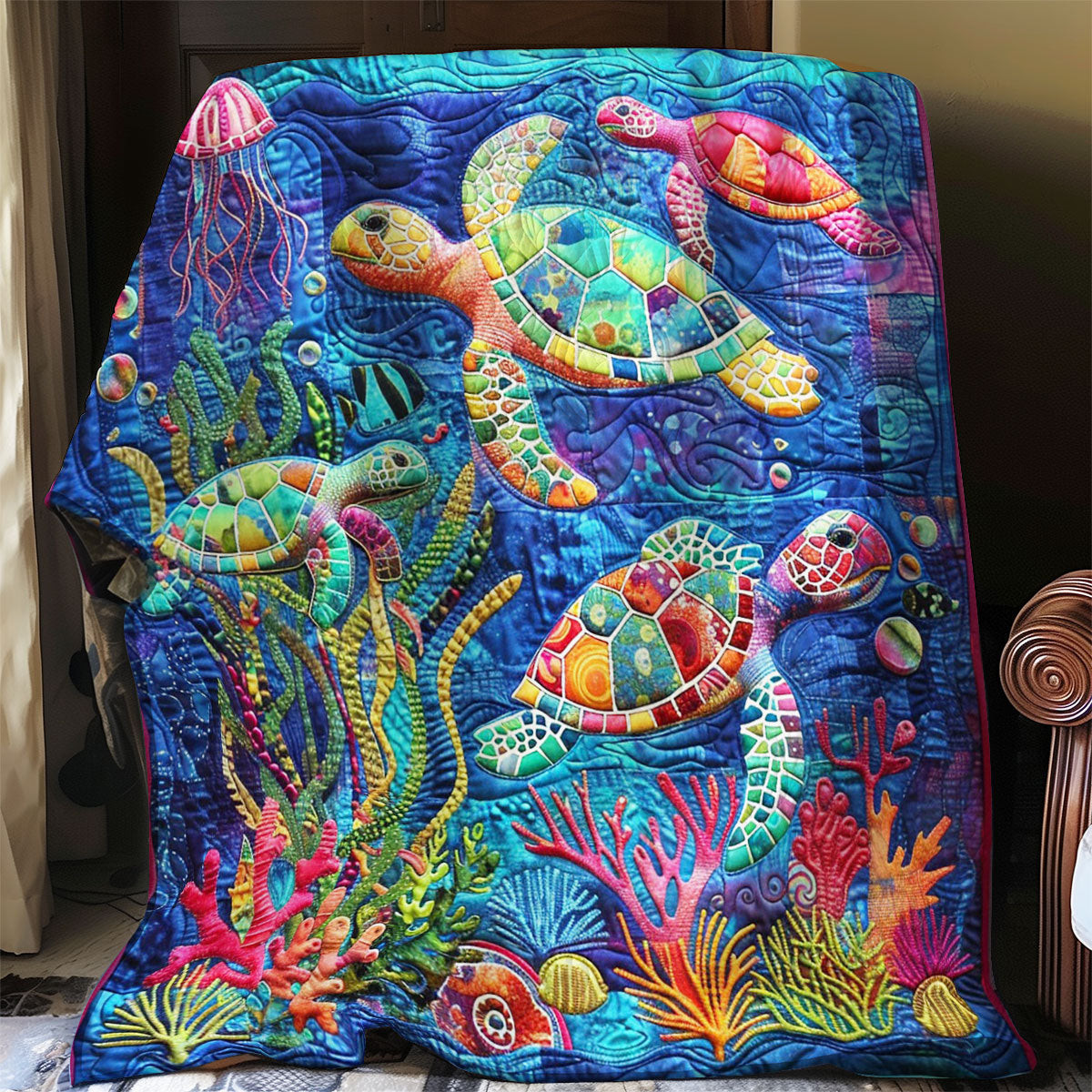 Turtle Sea Quilt Blanket Couch Blanket Gifts For Mother In Law
