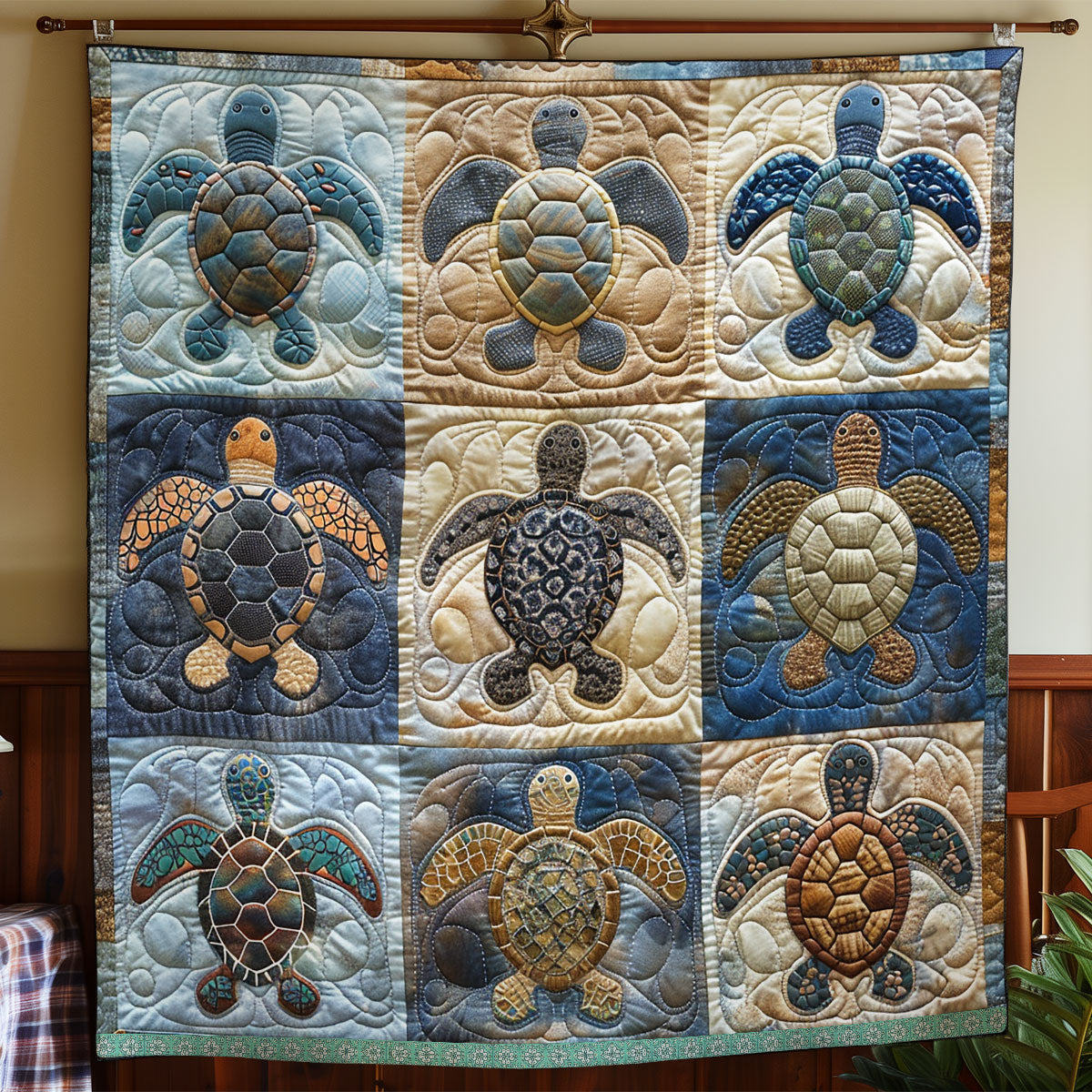 Turtle Serenity Quilt Blanket Christmas Throws Christian Gifts For Friends