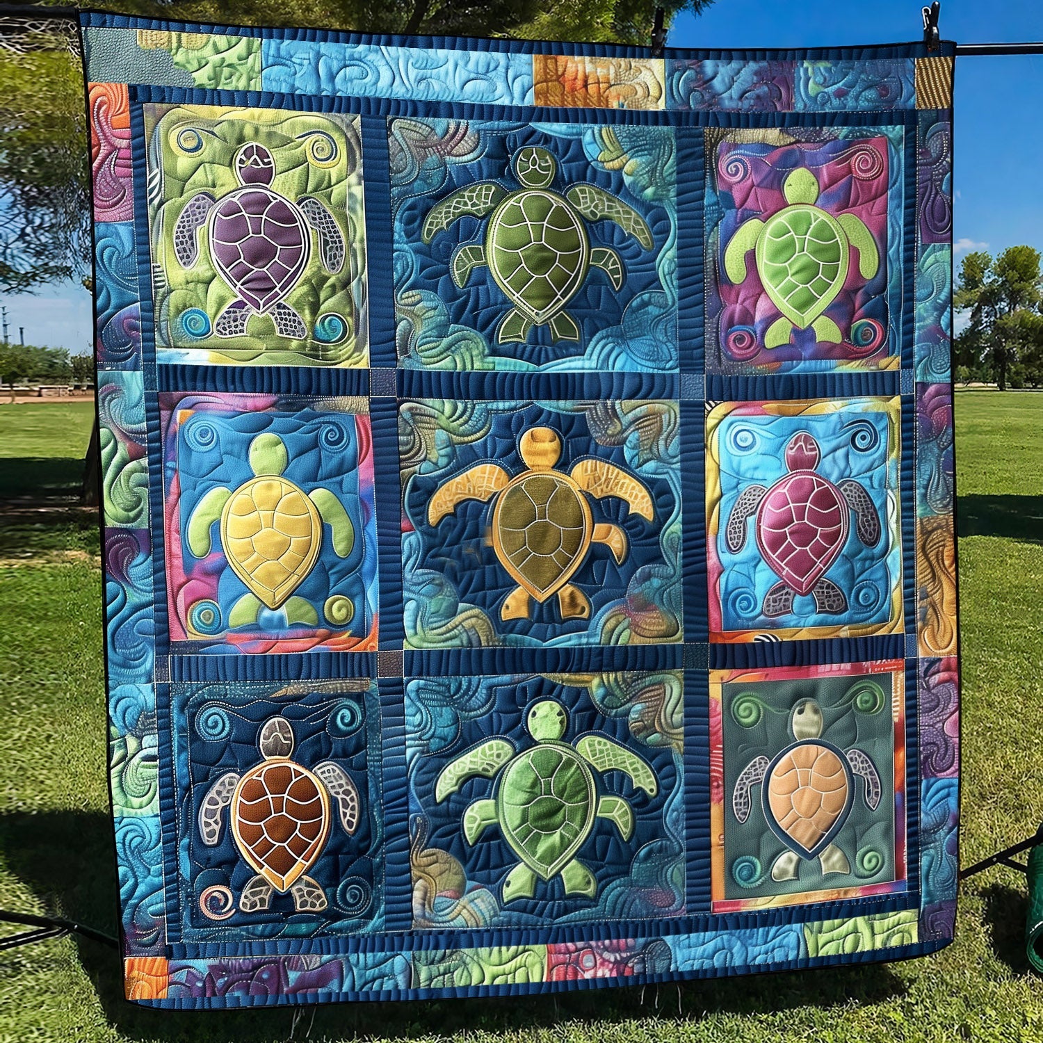 Turtle Serenity Quilted Blanket Gift For Turtle Lover