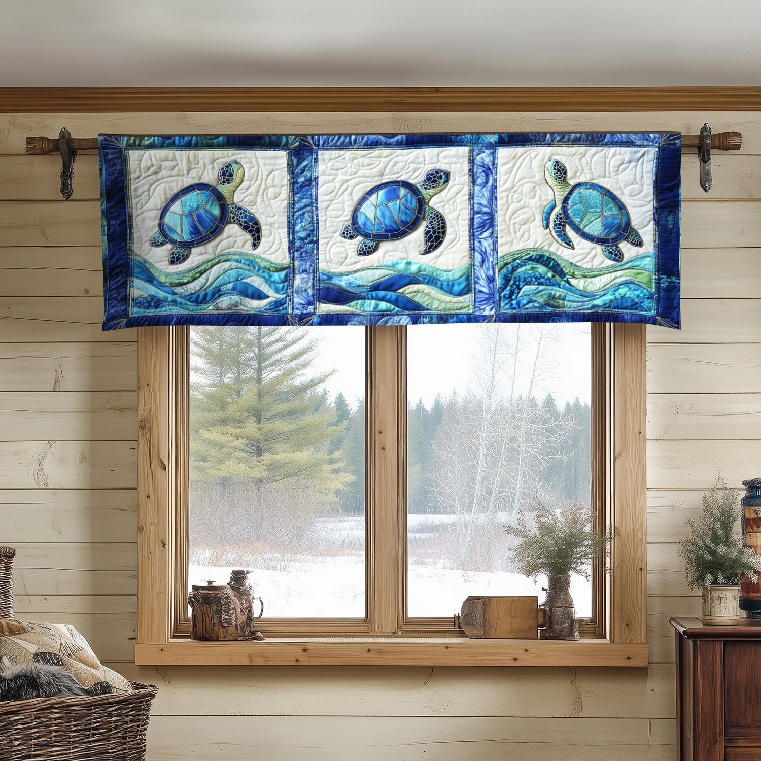Turtle Serenity Quilted Valance Dining Table Accessories Turtle Merchandise