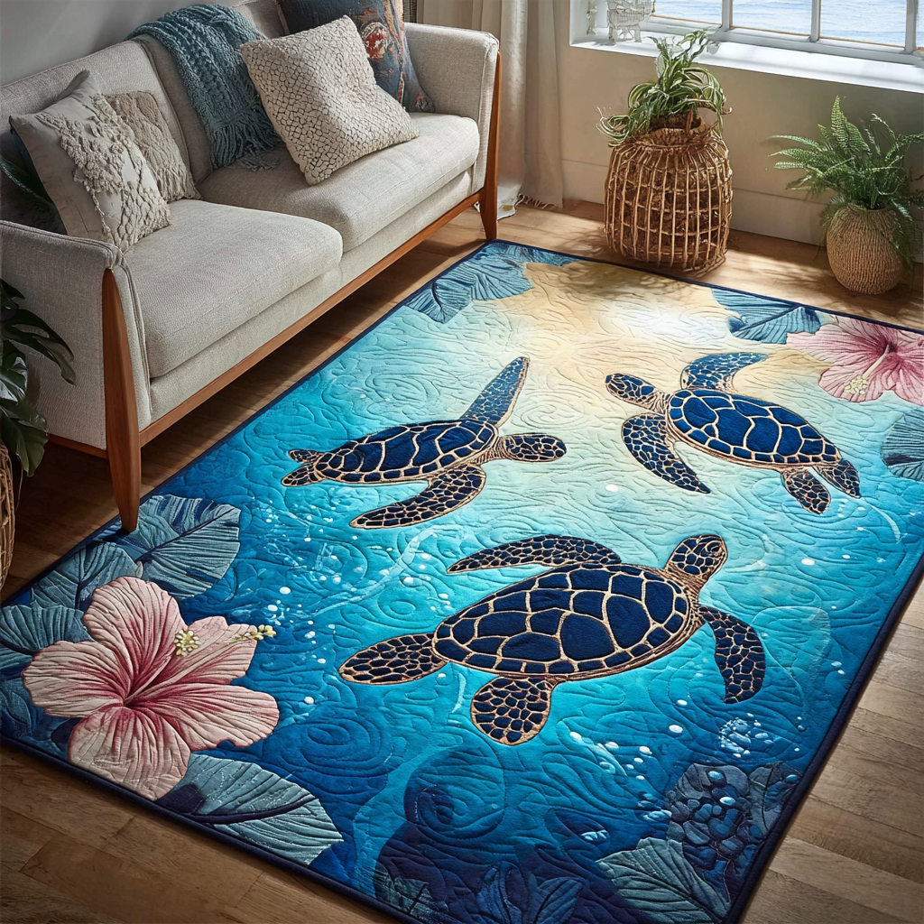 Turtle Shore Area Rug  Modern Rugs Best Gift for Turtle Lovers
