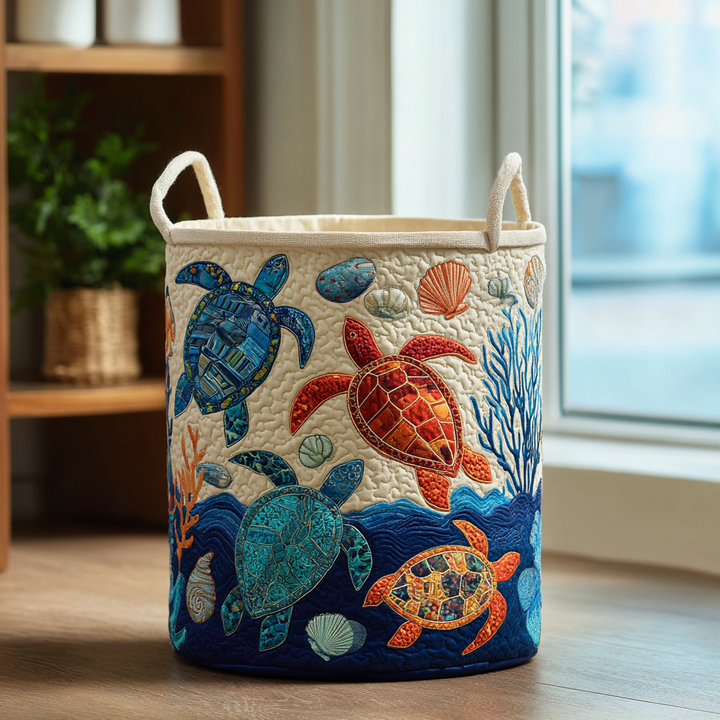 Turtle Shore Quilted Laundry Basket Must-Have Home Essential
