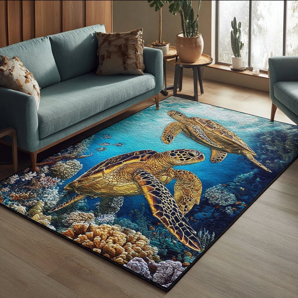 Turtle Spirit Area Rug Christmas House Decor Gift For Ocean Lover