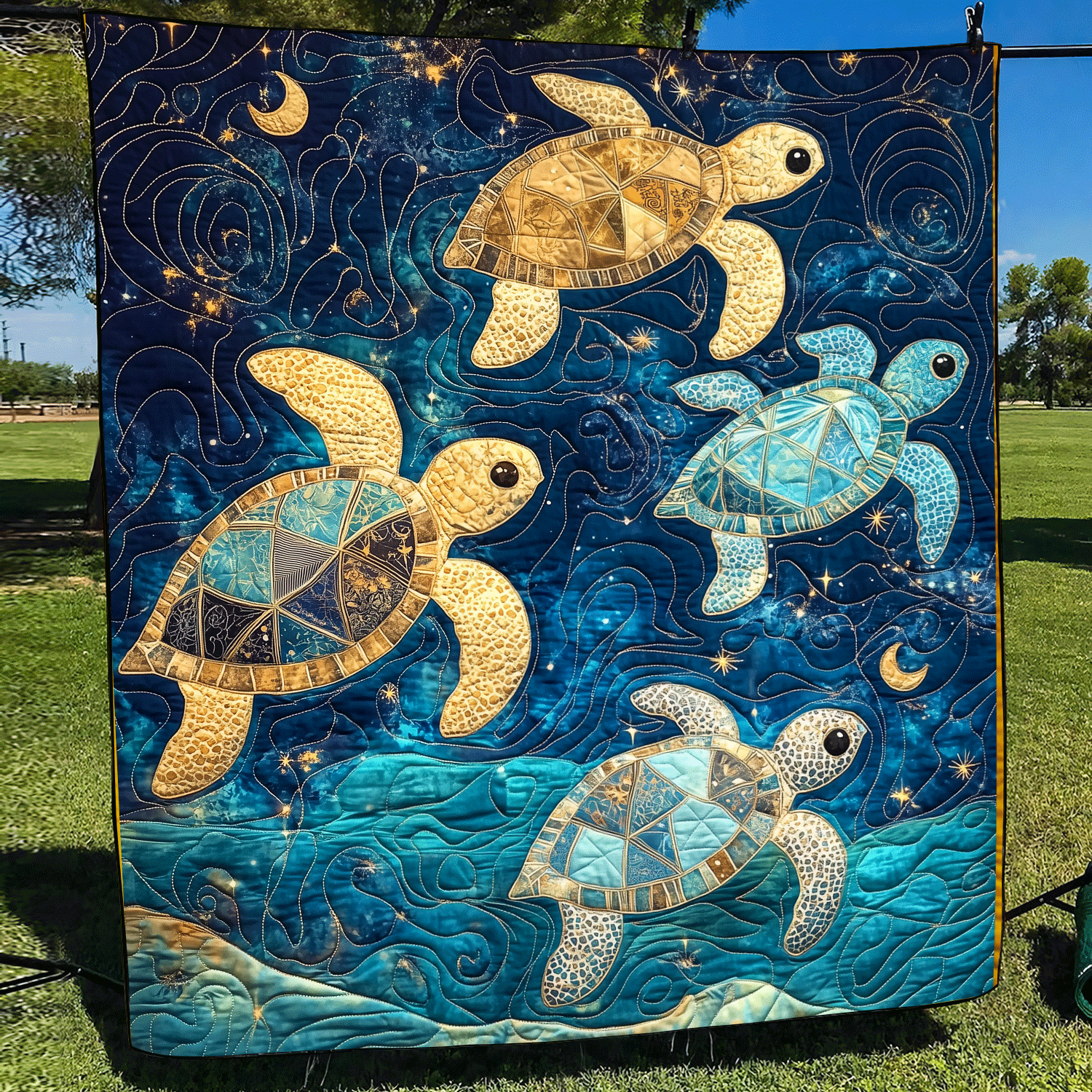 Turtle Stars Quilted Blanket Turtle Present Ideas