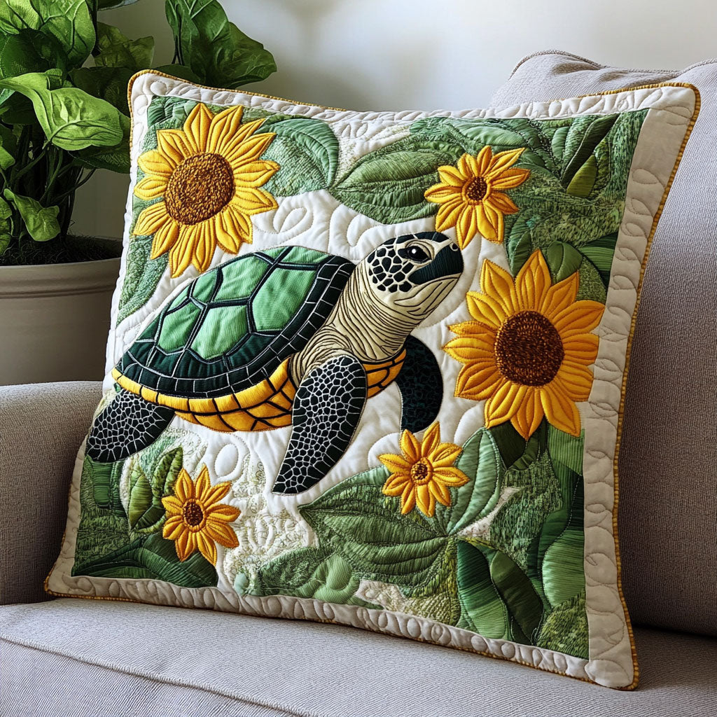 Turtle Sunflower Quilt Pillow Case Unique Pillowcase Gift for Holiday Season 2025