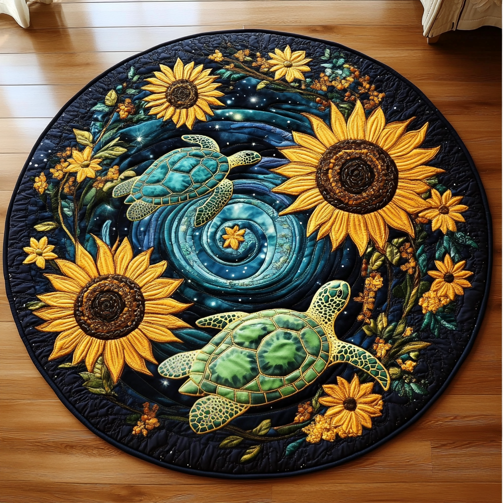 Turtle Sway Quilted Round Mat Foyer Christmas Decor Turtle Gifts For Mom