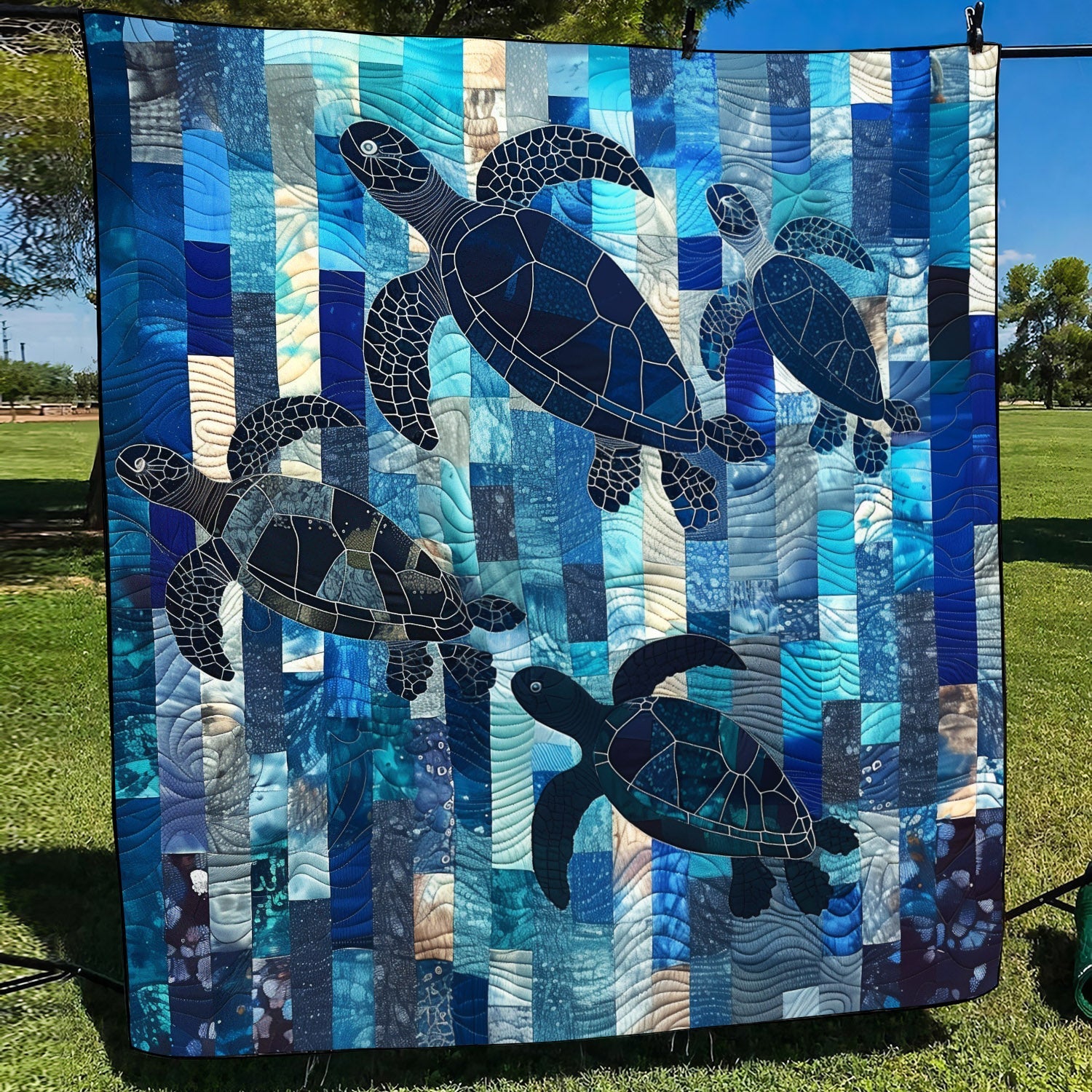Turtle Tide Quilted Blanket Turtle Gifts For Adults