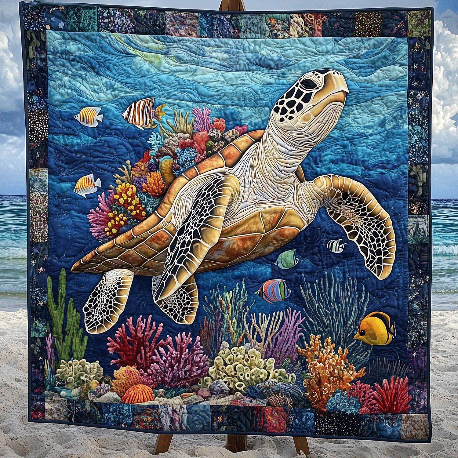 Turtle Tide Quilted Blanket Turtle Present Ideas