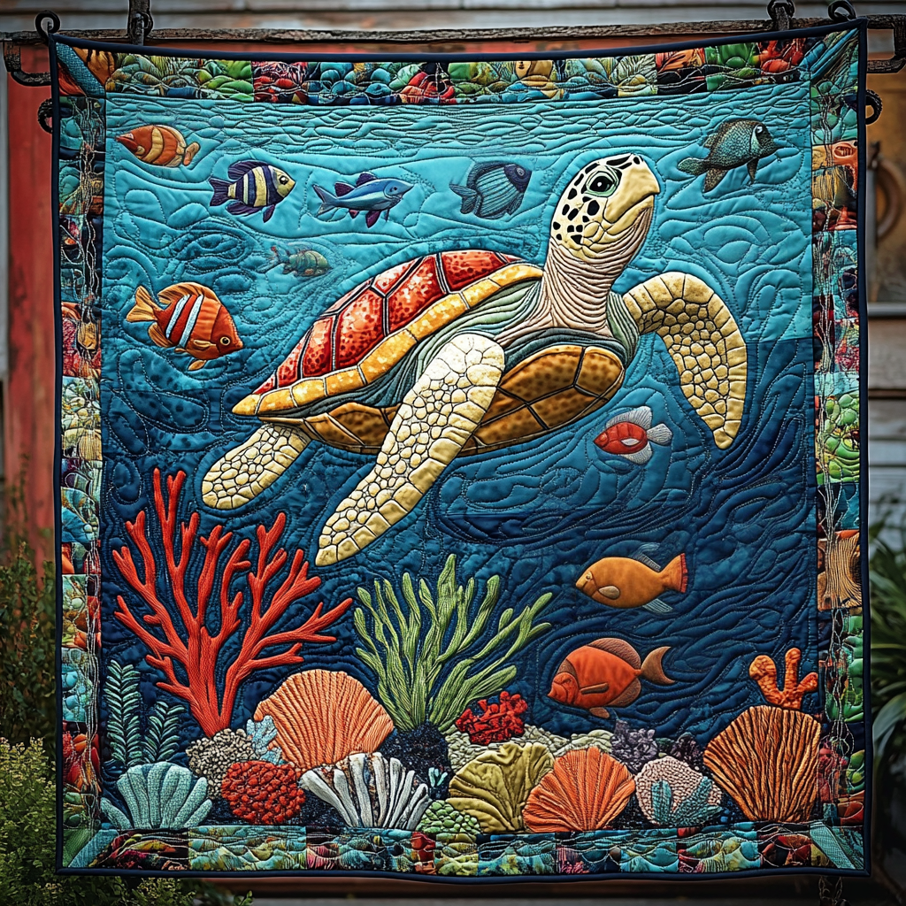 Turtle Tidepool Quilted Blanket Turtle Gifts For Adults