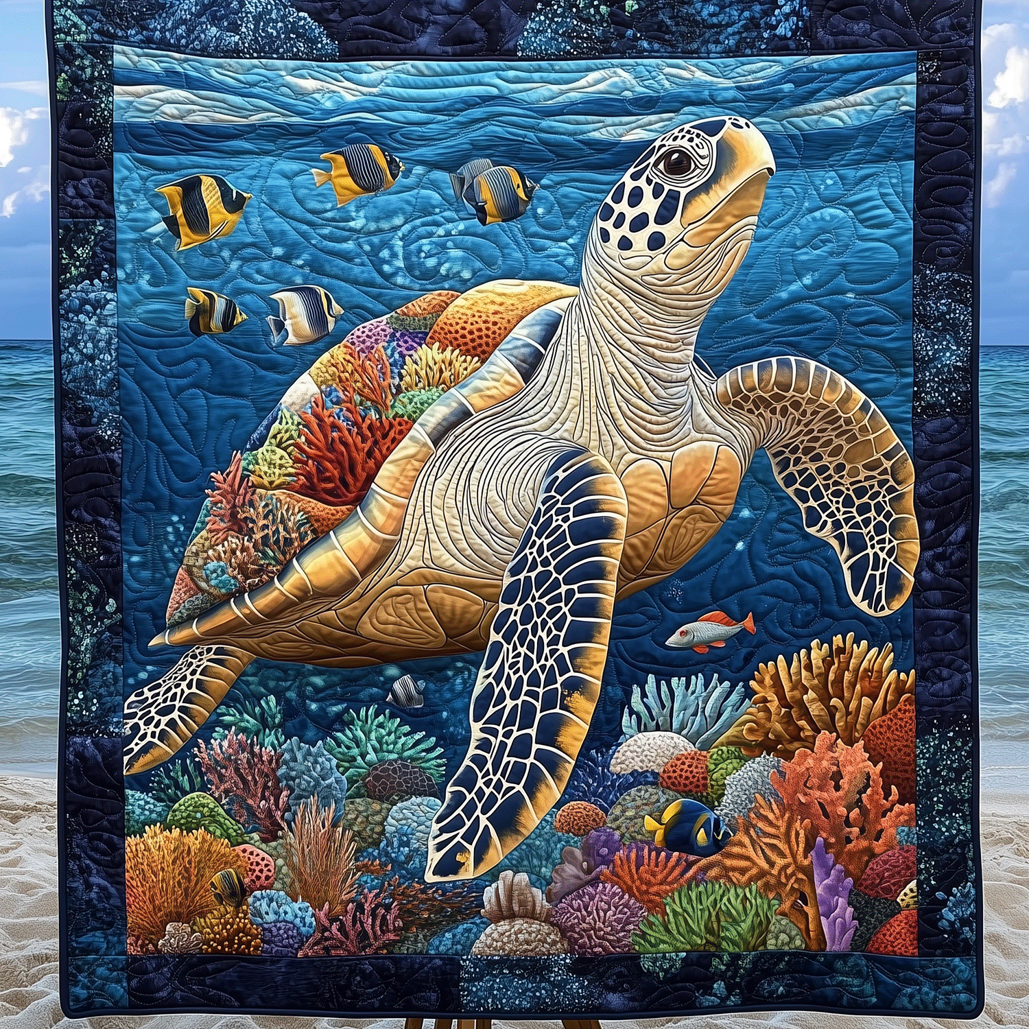 Turtle Tides Quilted Blanket Gift For Turtle Lover