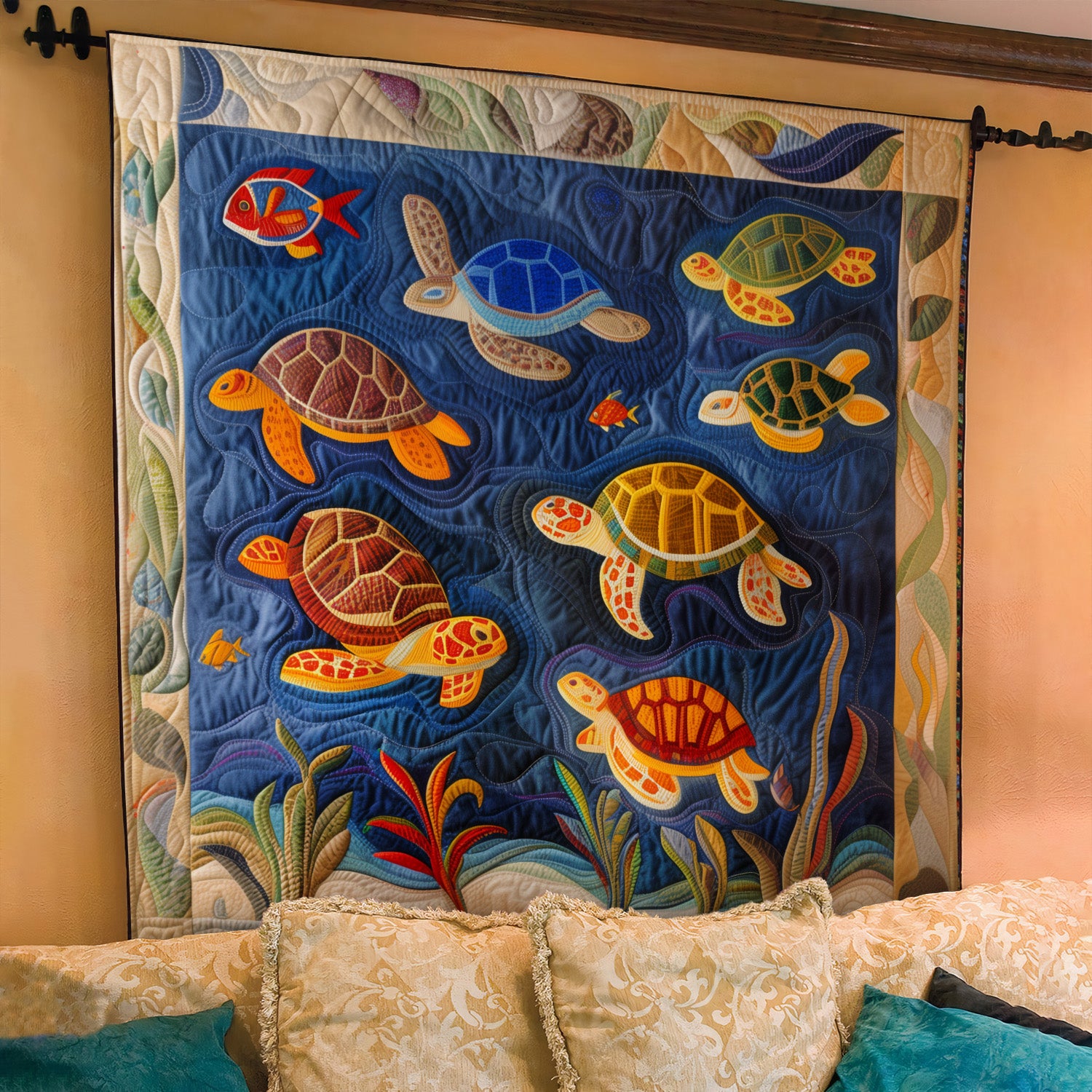 Turtle Tides Quilted Blanket Gifts For A Turtle Lover