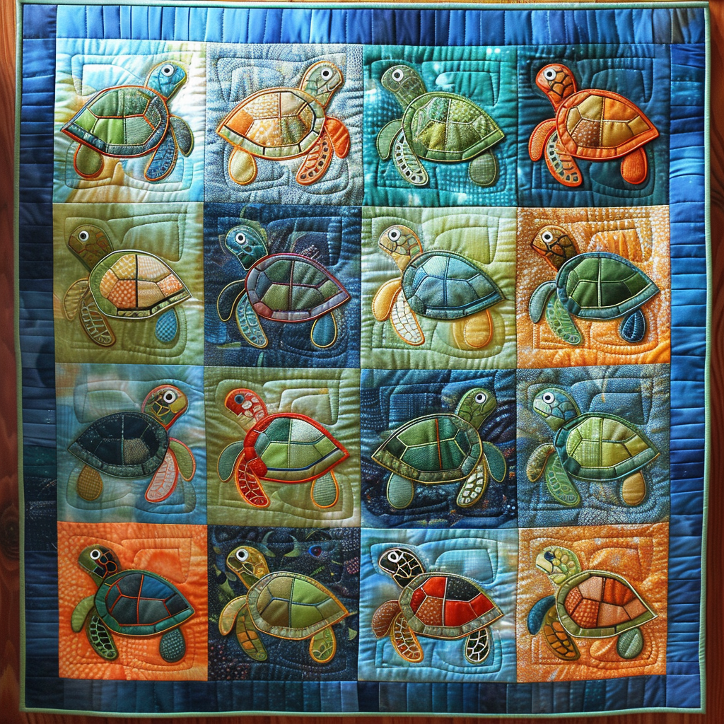Turtle Time Quilted Blanket Gifts For A Turtle Lover