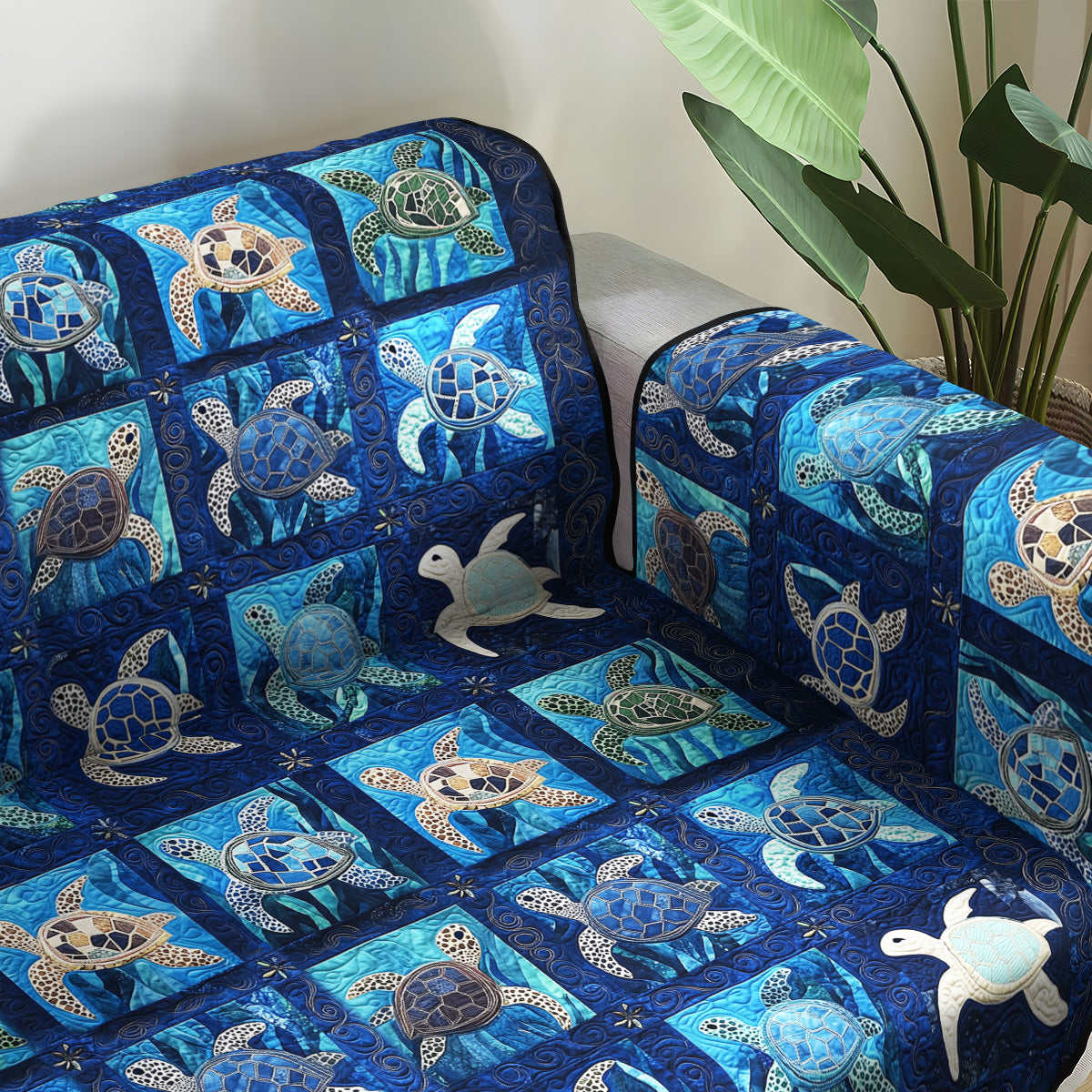Turtle Tranquility Quilted Sofa Cover Living Room Decor Ideas Sea Turtle Themed Gifts