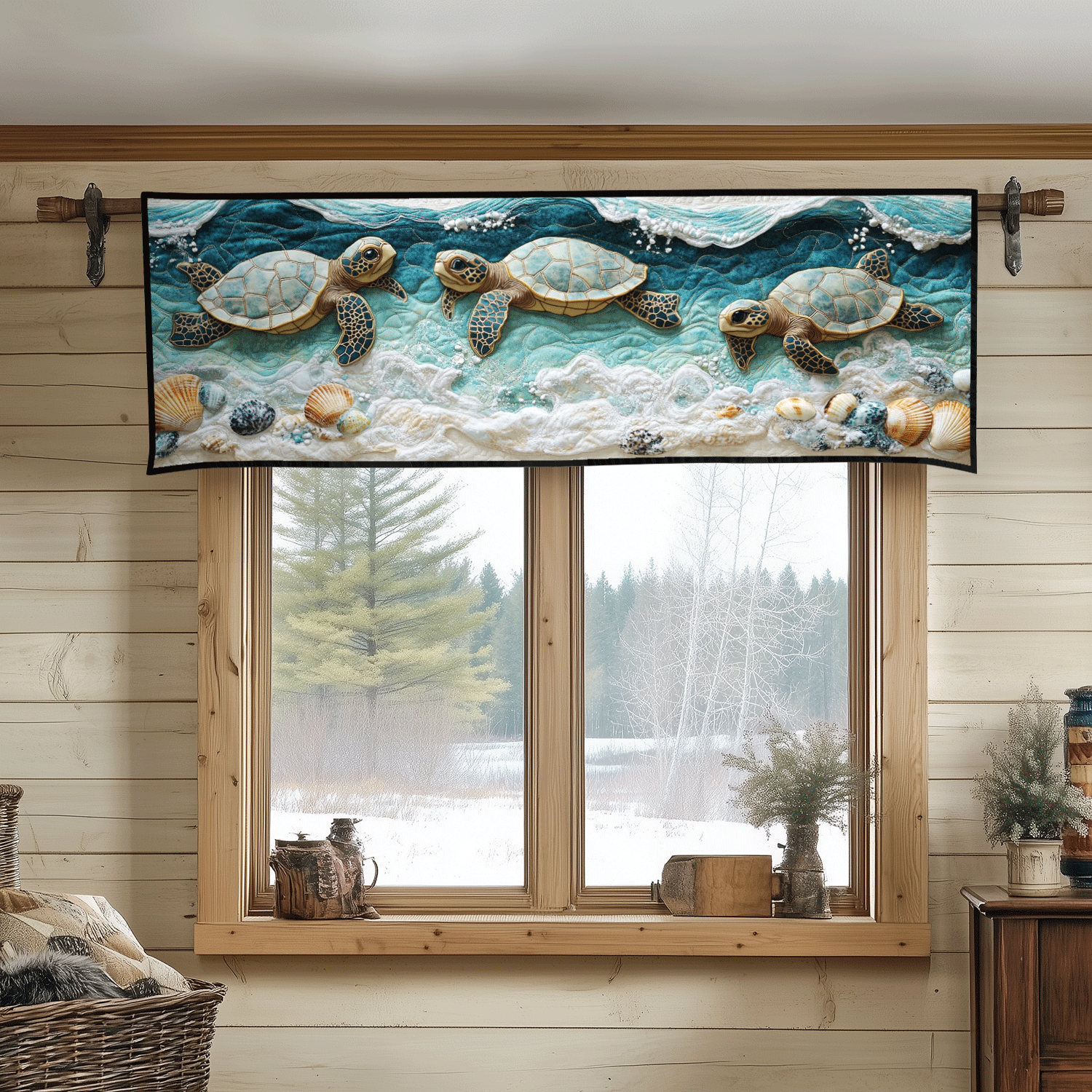 Turtle Tranquility Quilted Valance Valances For Living Room Holiday Gifts For Turtles Lovers