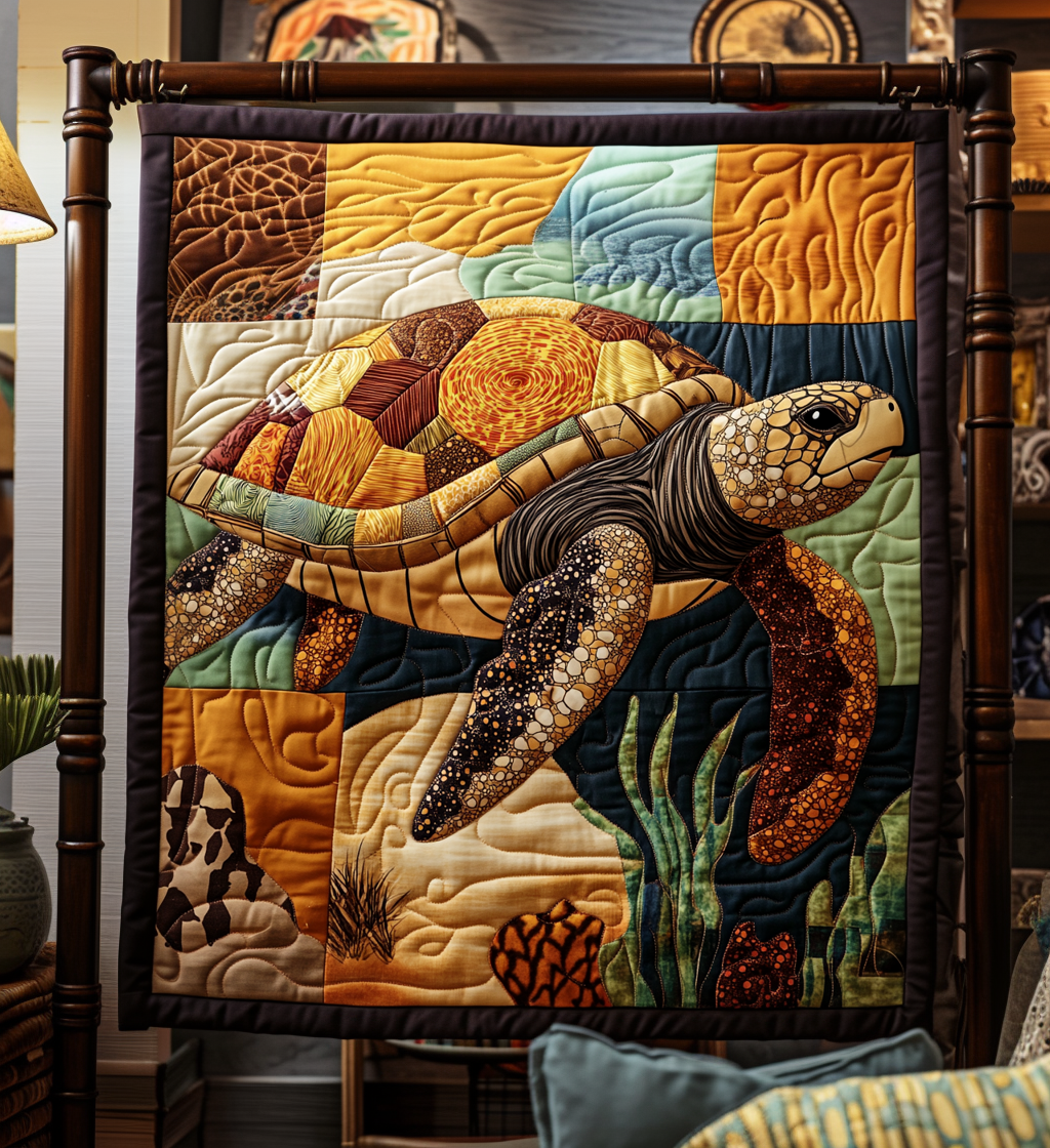 Turtle Tribal Swim Quilted Blanket Turtle Present Ideas