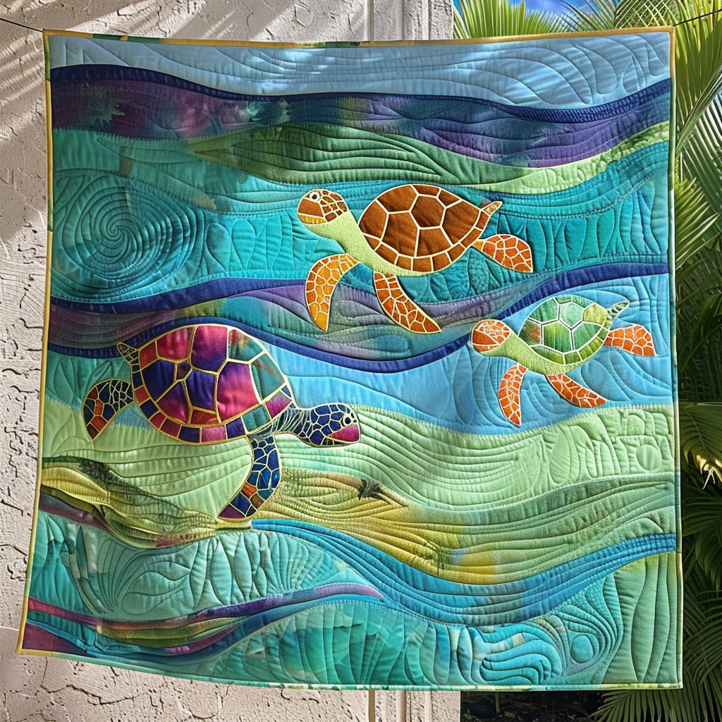 Turtle Trio Quilted Blanket Presents For Turtle Lovers