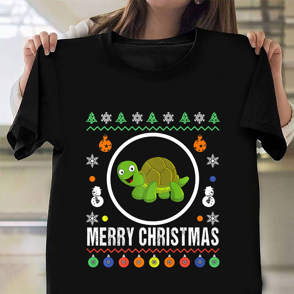 Turtle Ugly Sweater Christmas T-Shirt Merry Christmas Cute Graphic Tees Mens Xmas Gifts