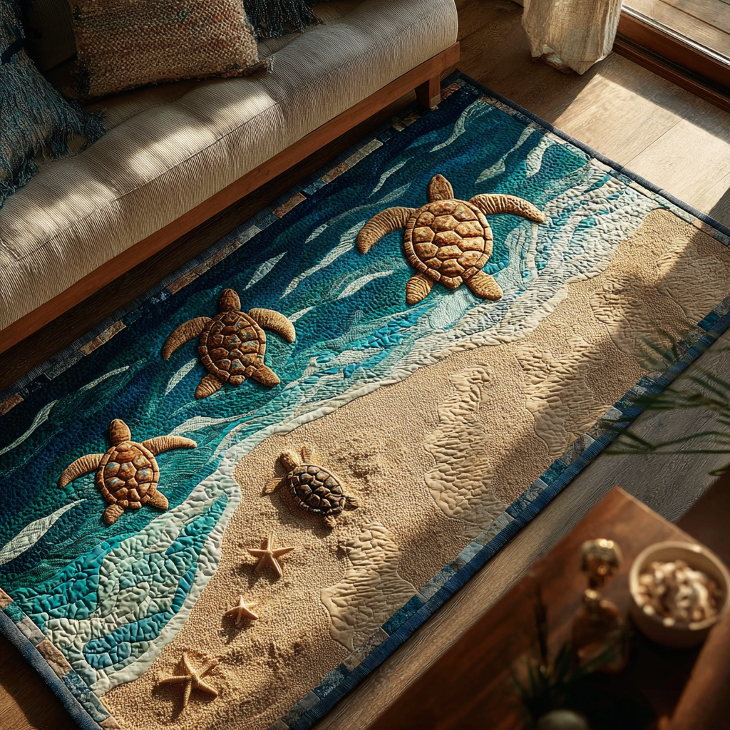 Turtle Wave Area Rug Unique Front Door Decor Unique Gifts For Ocean Lovers