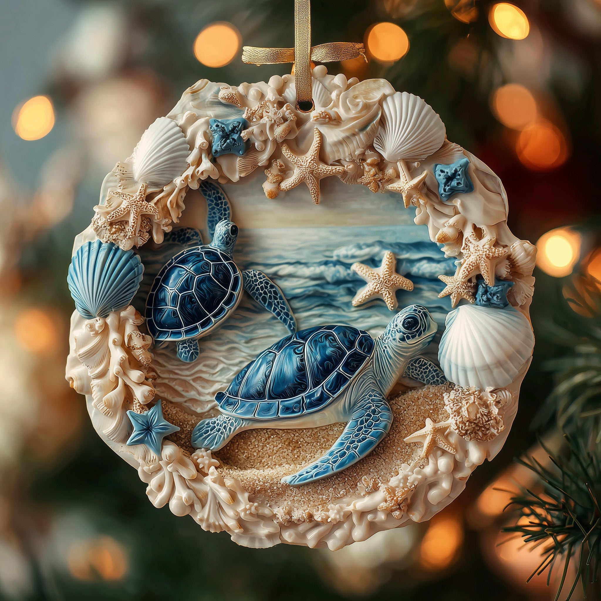 Turtle Waves Acrylic Ornament Christmas Ornament for Her