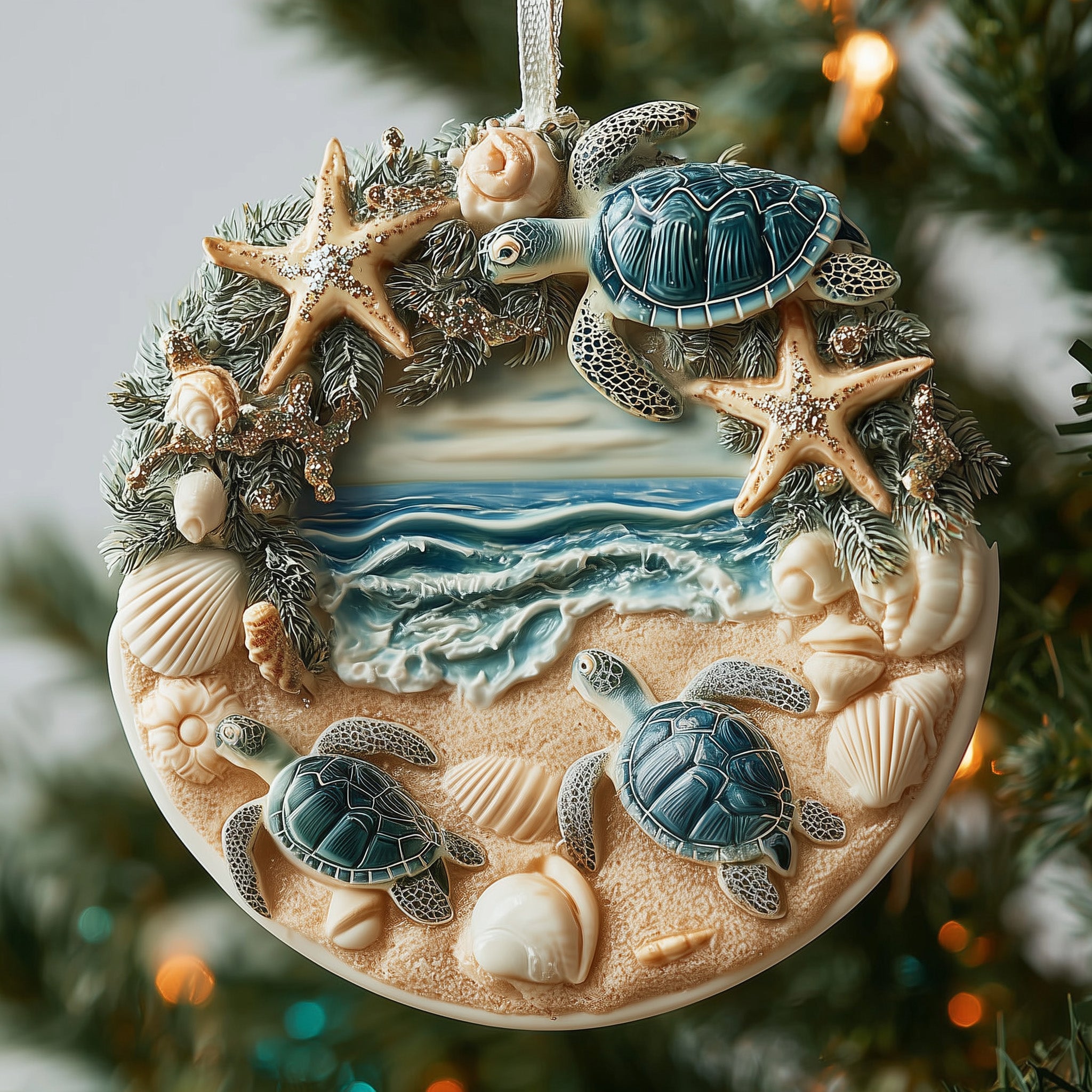 Turtle Waves Acrylic Ornament Christmas Ornament for Mom