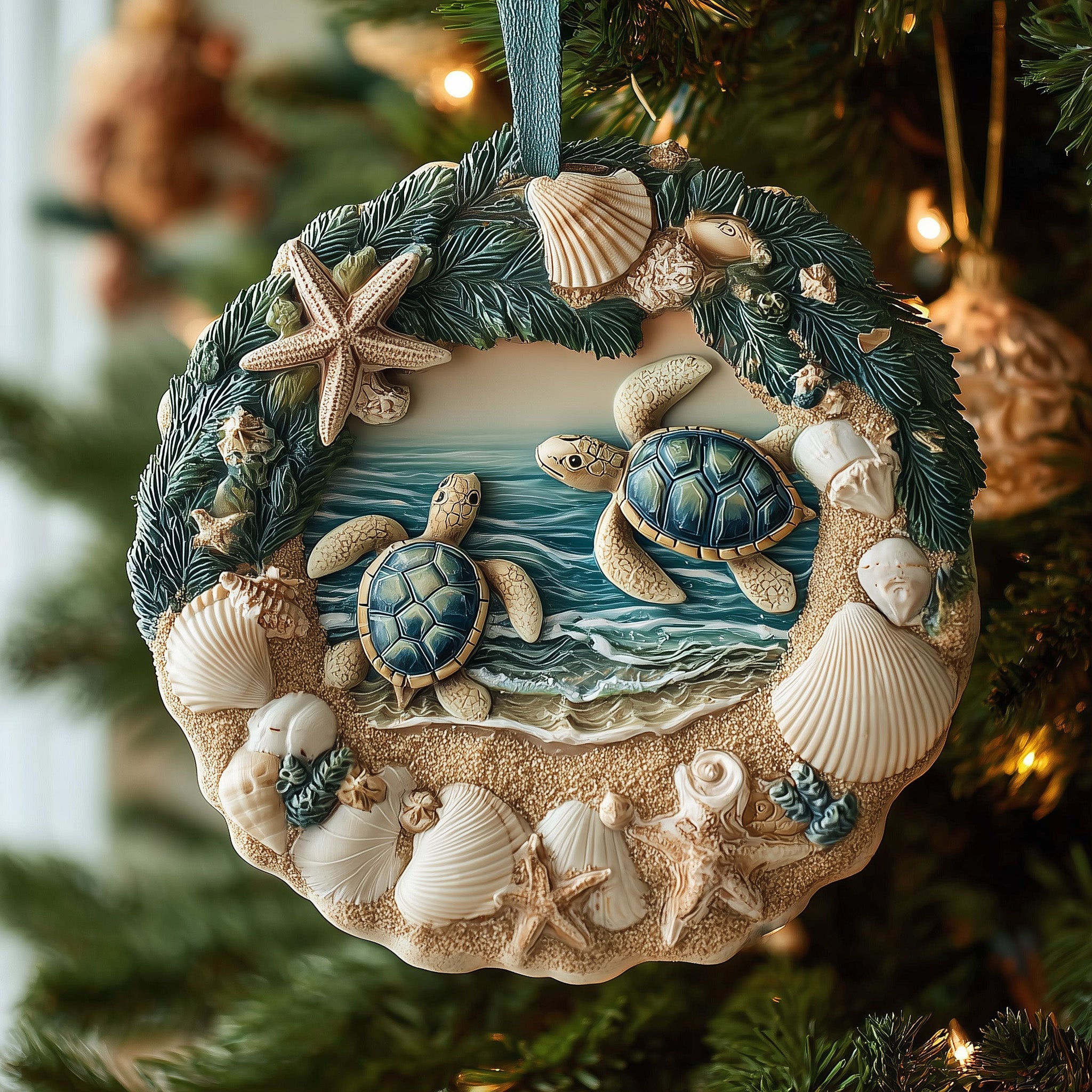 Turtle Waves Acrylic Ornament New Home Christmas Ornament