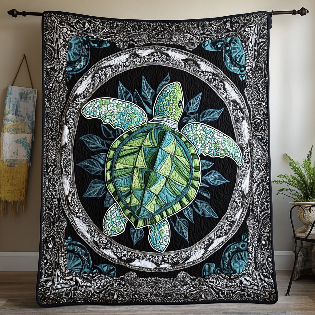 Turtle Waves Quilted Blanket Christmas Holiday Cool Gifts For Beach Lovers