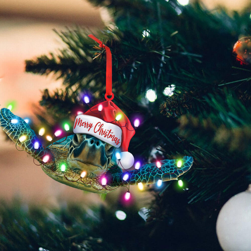 Turtle Wear Santa Hat Ornament Turtle Lover Xmas Tree Decorations Ideas