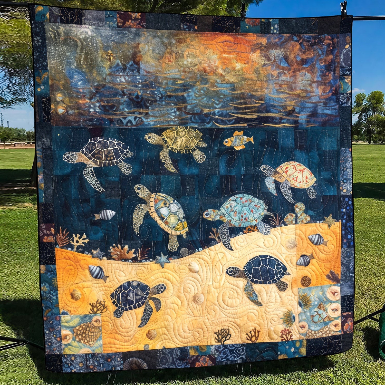 Turtley Night Quilted Blanket Gifts For A Turtle Lover