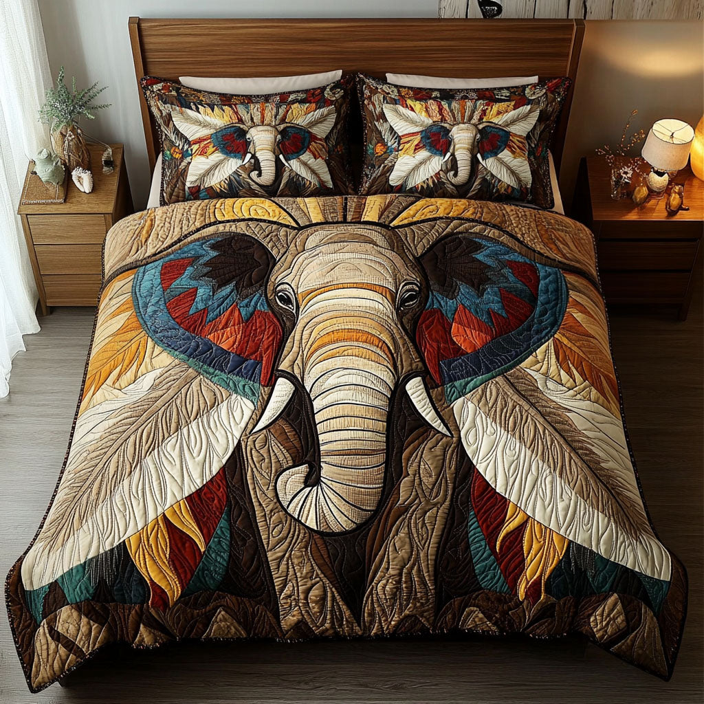 Tusk of the Wind Quilted Bedding Set Holiday Duvet Covers Unique Native American Gifts For Women