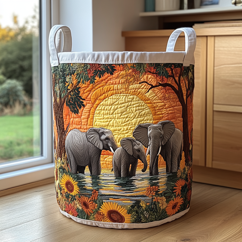 Tusker Charm Quilted Laundry Basket Easter Merch Gift