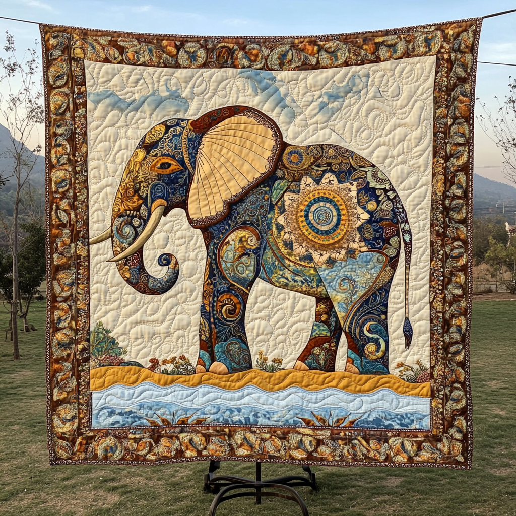 Tusks of Strength Quilted Blanket Presents For Elephant Lovers