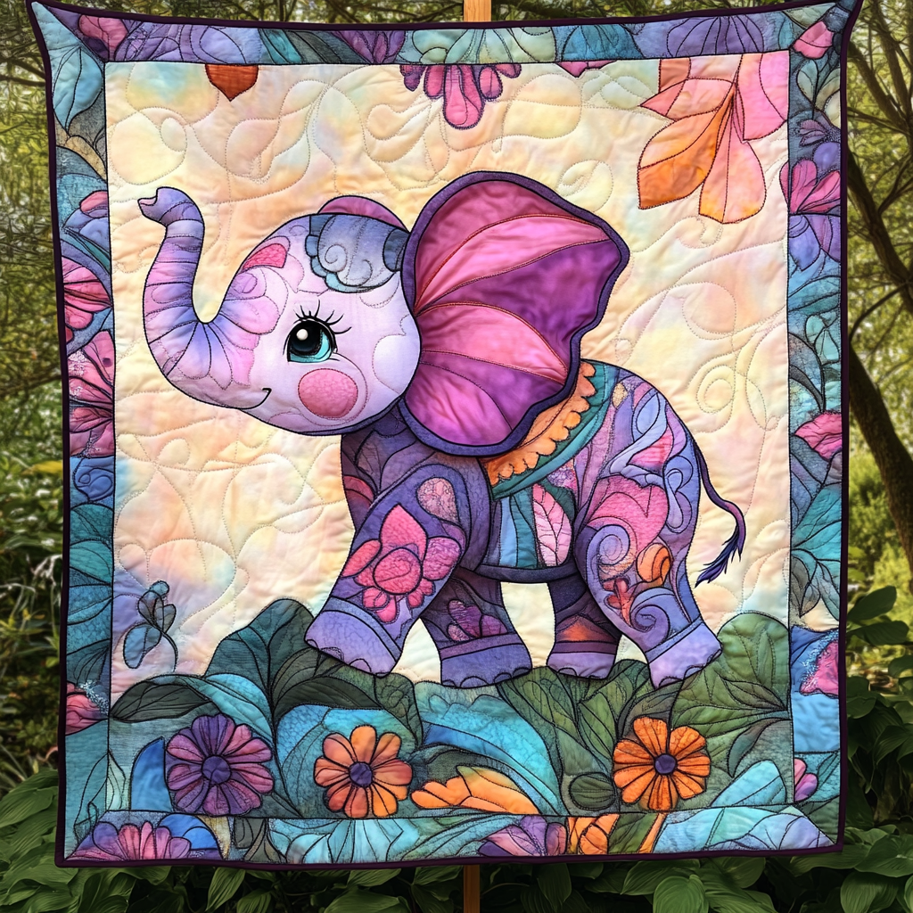 Tusks of Wisdom Quilted Blanket Presents For Elephant Lovers